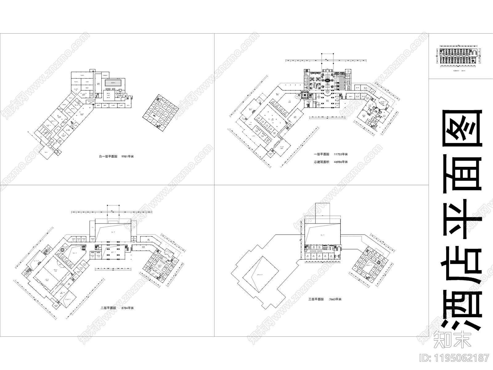 现代极简酒店建筑施工图下载【ID:1195062187】