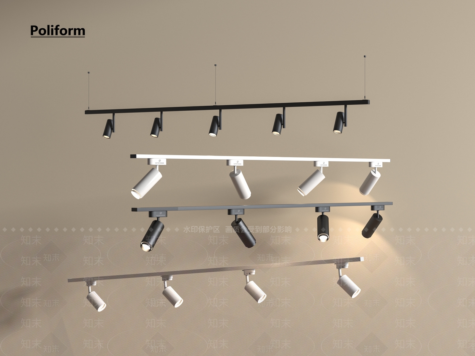 现代筒灯射灯组合3D模型下载【ID:1195061914】