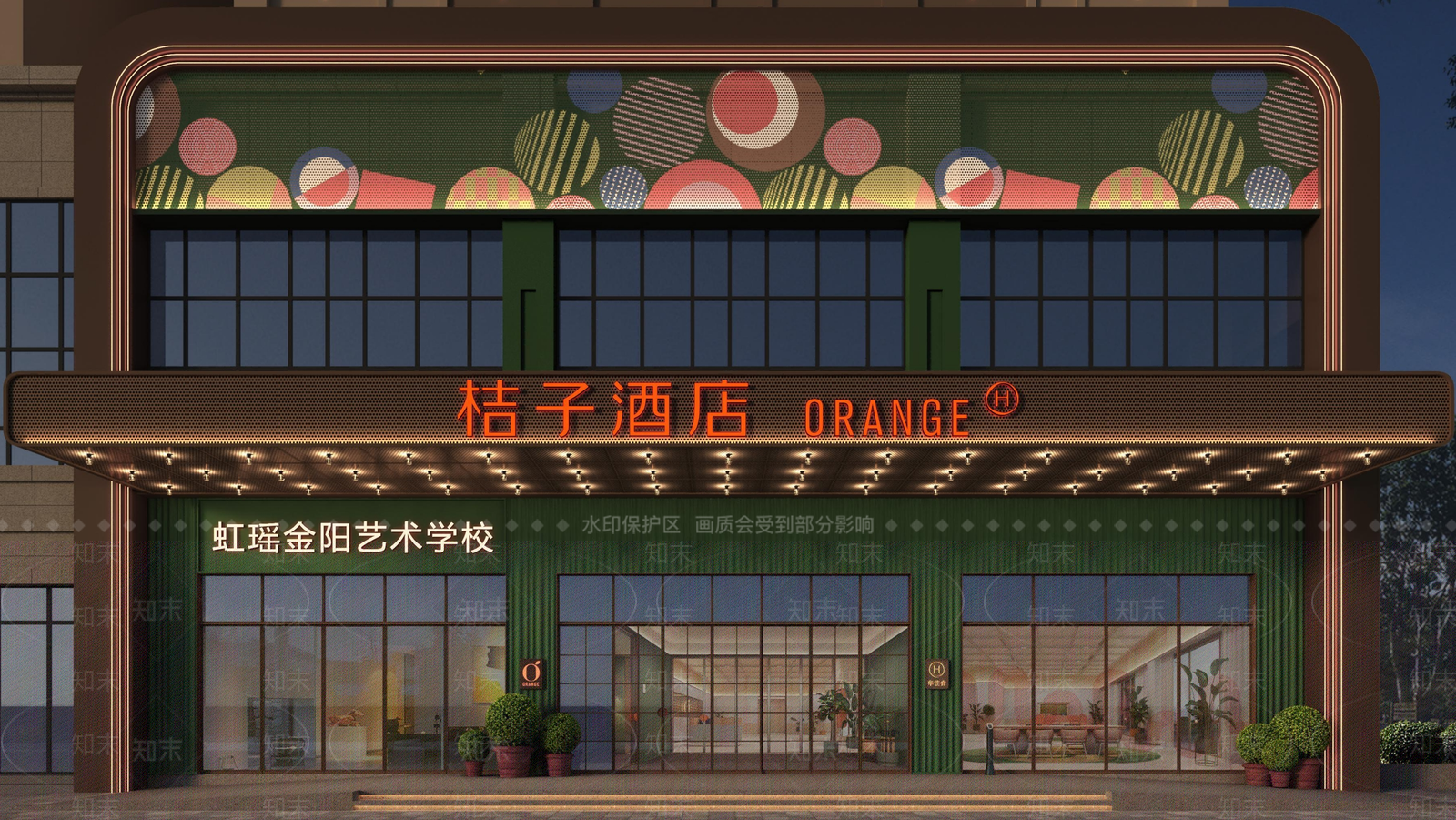 现代奶油酒店建筑SU模型下载【ID:1195287947】