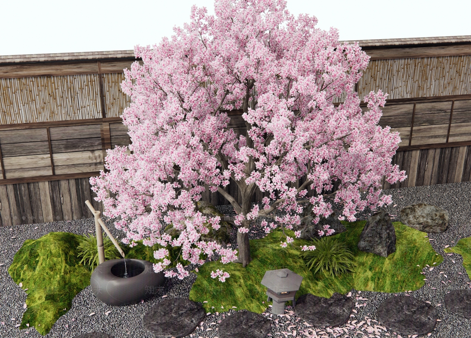 日式庭院小品SU模型下载【ID:1195062866】