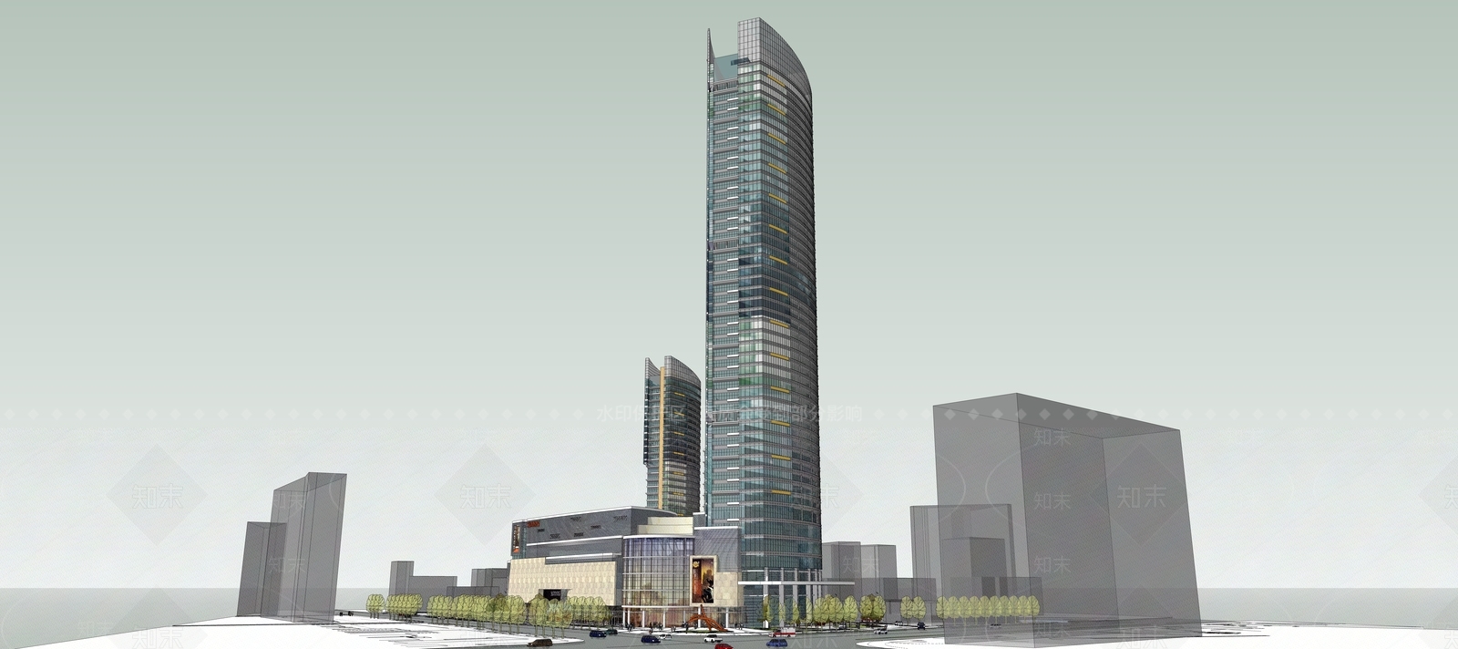 现代商场建筑SU模型下载【ID:1195067832】