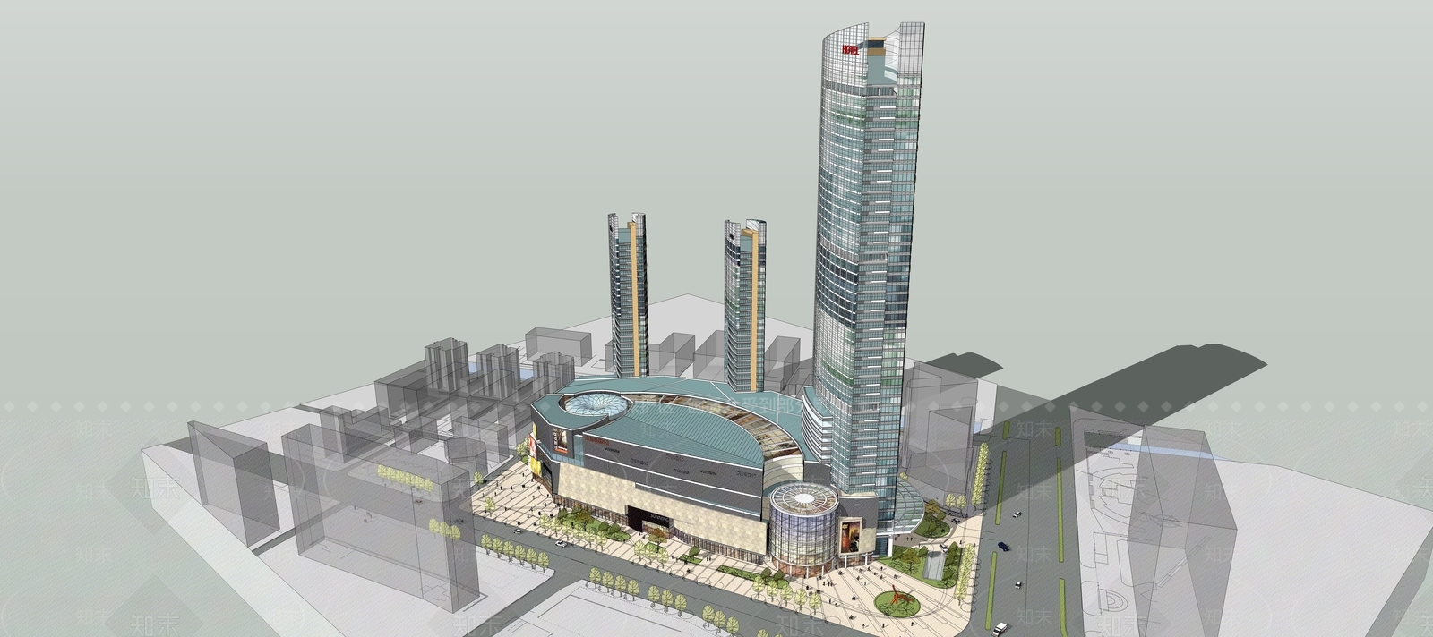 现代商场建筑SU模型下载【ID:1195067832】