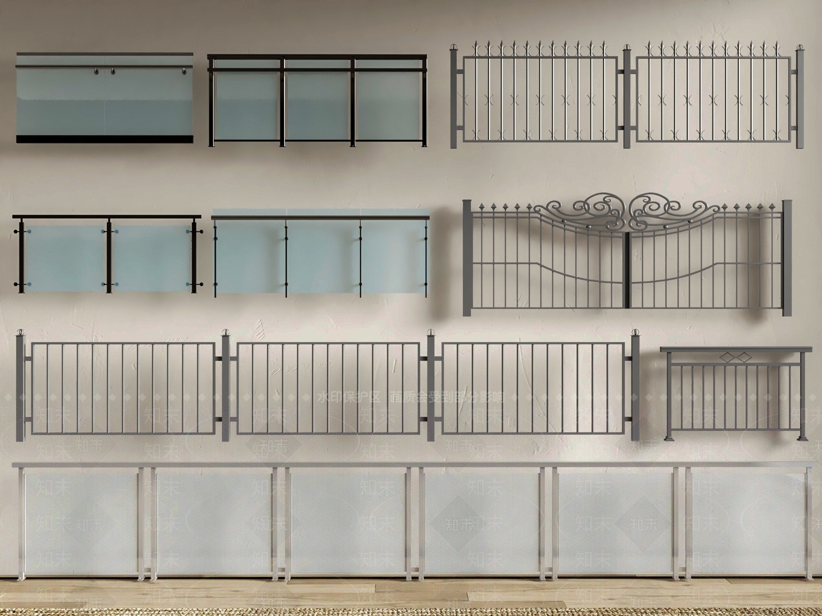 现代栏杆3D模型下载【ID:1195067374】