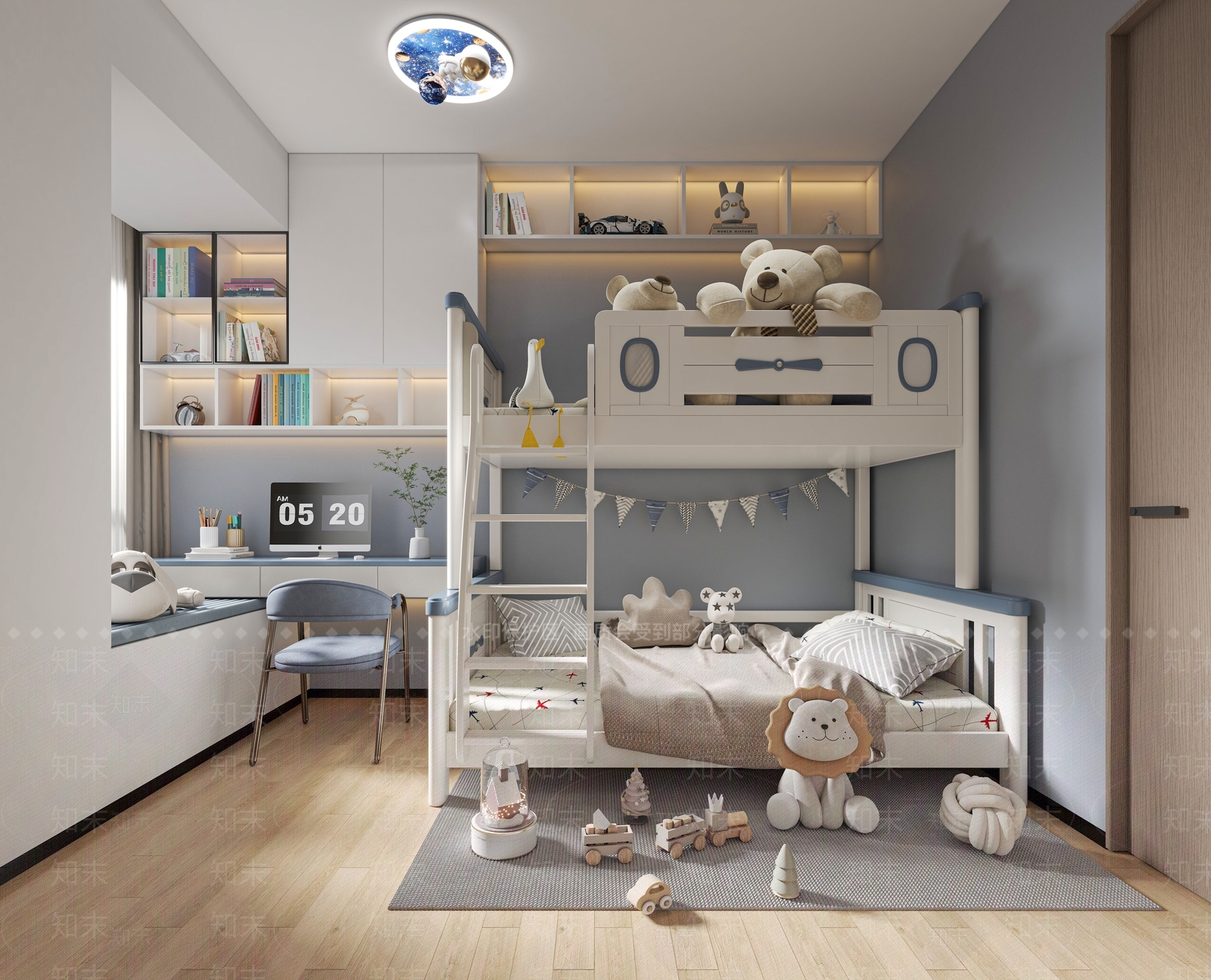 现代简约通用儿童房3D模型下载【ID:1195068633】