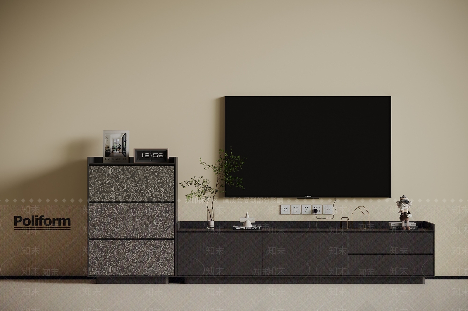 现代意式电视柜SU模型下载【ID:1195069745】