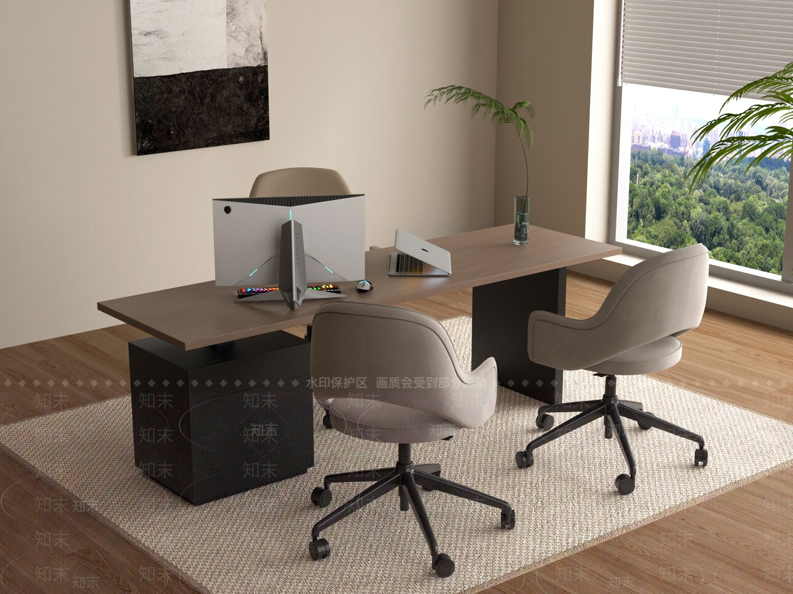 现代办公桌椅3D模型下载【ID:1195071468】