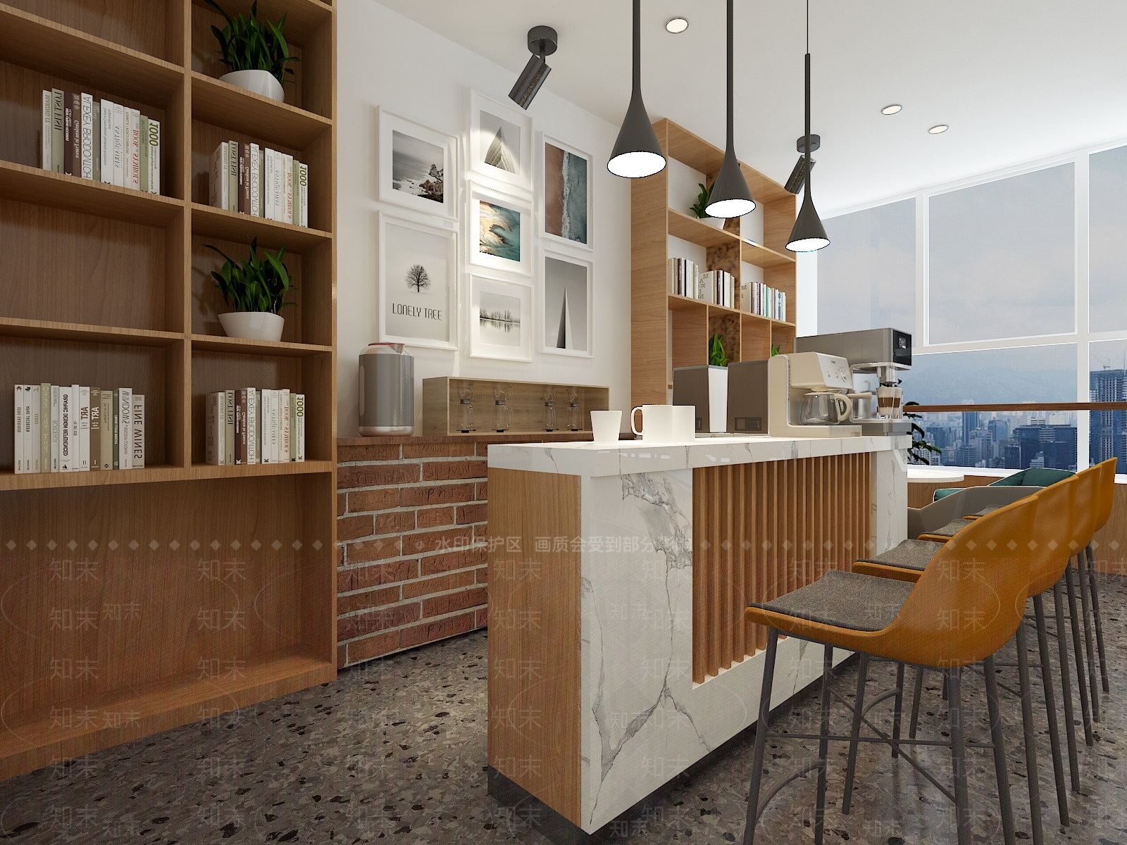 现代简约咖啡厅3D模型下载【ID:1195080478】