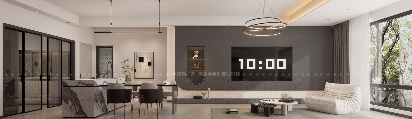现代极简客餐厅SU模型下载【ID:1195080190】