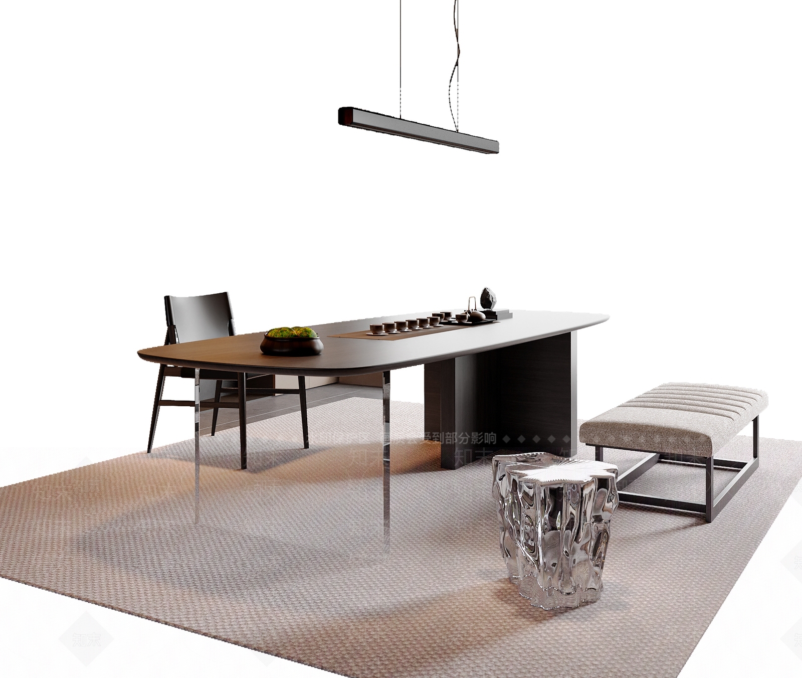 现代茶桌椅3D模型下载【ID:1195079473】