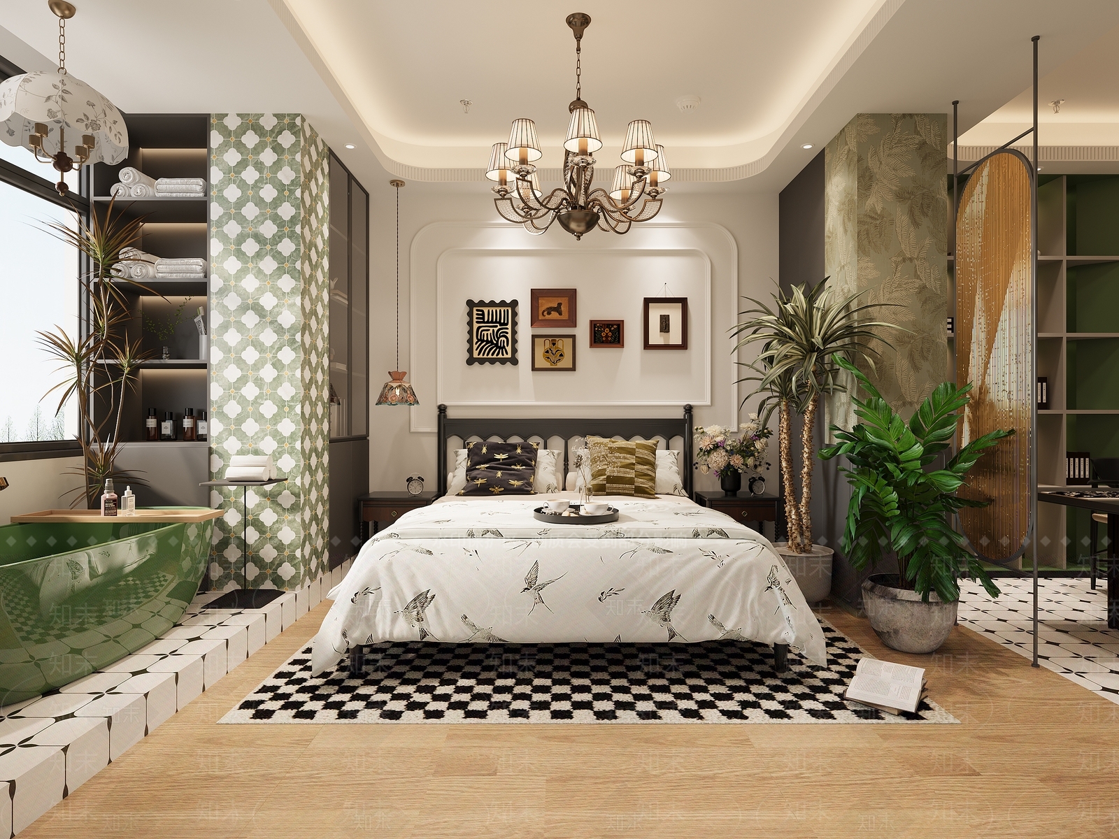 法式美式民宿客房3D模型下载【ID:1195082245】