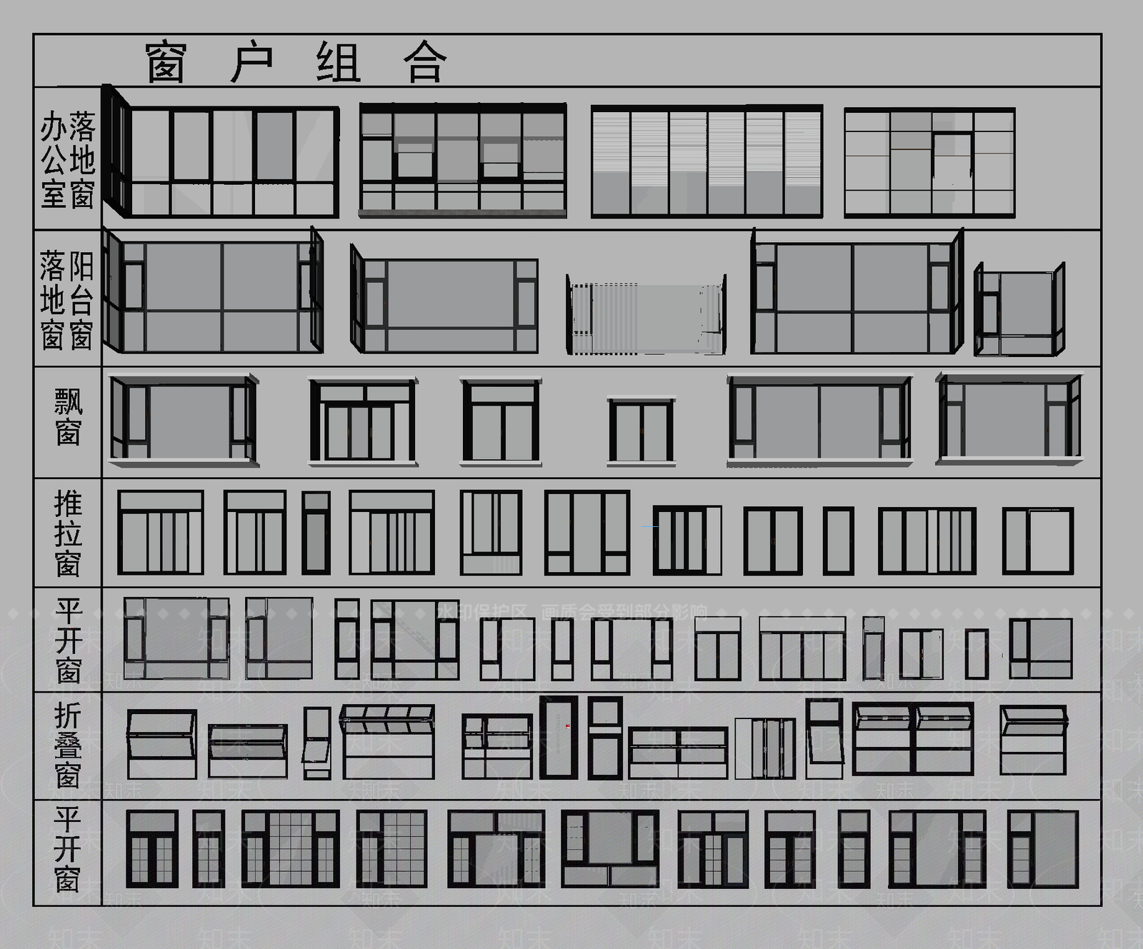 现代窗户组合SU模型下载【ID:1195082333】