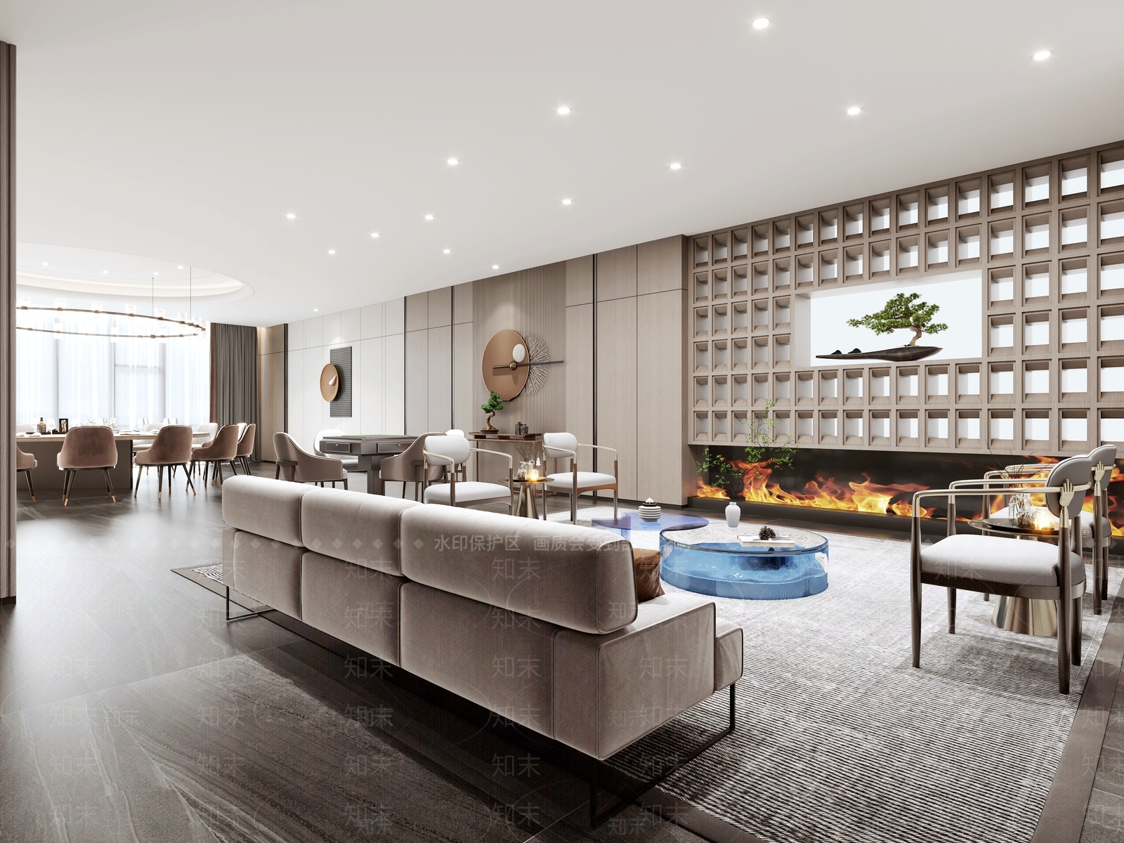 现代新中式包厢3D模型下载【ID:1195091449】