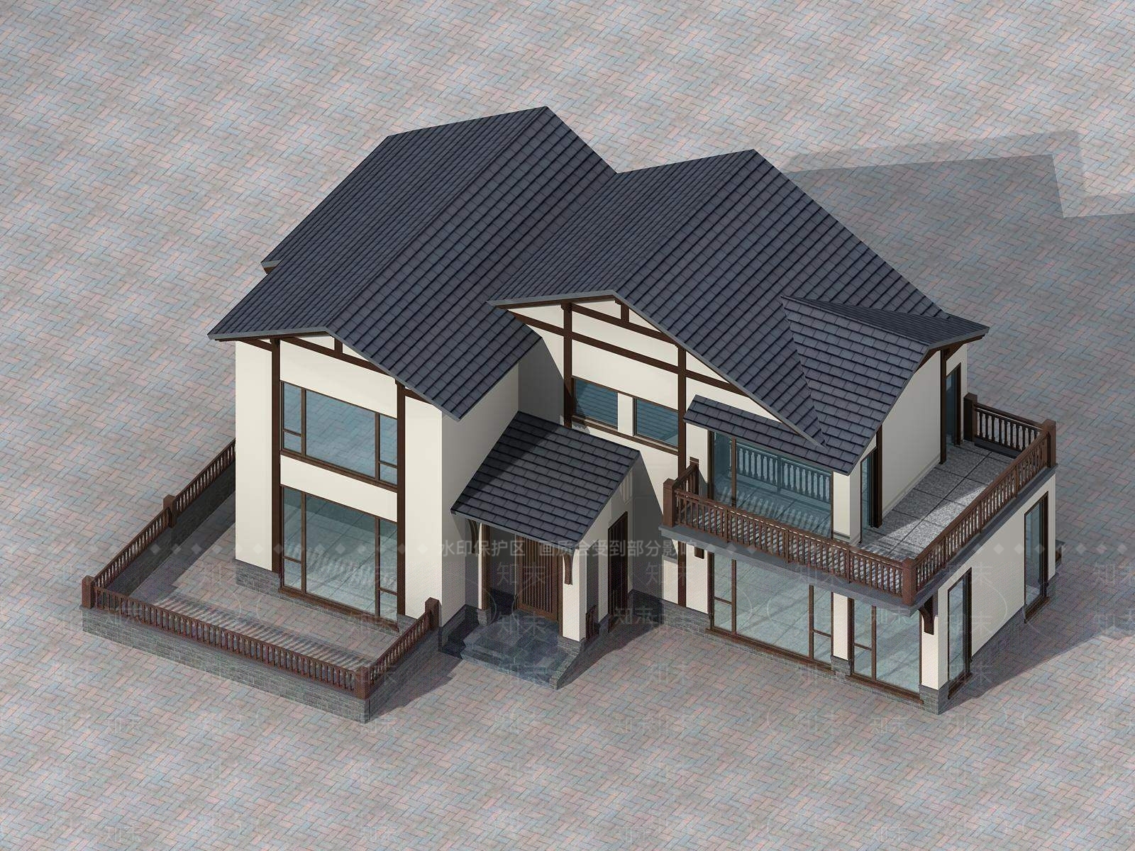 现代别墅外观3D模型下载【ID:1195092645】