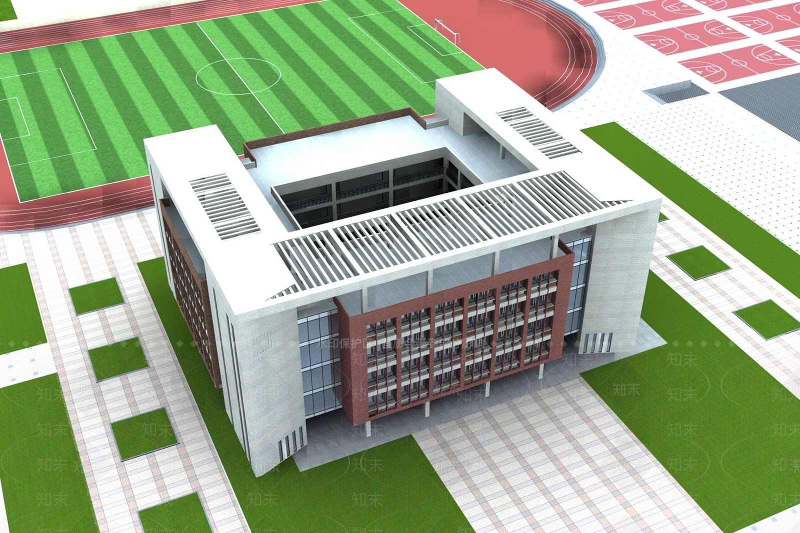 现代学校外观3D模型下载【ID:1195092877】