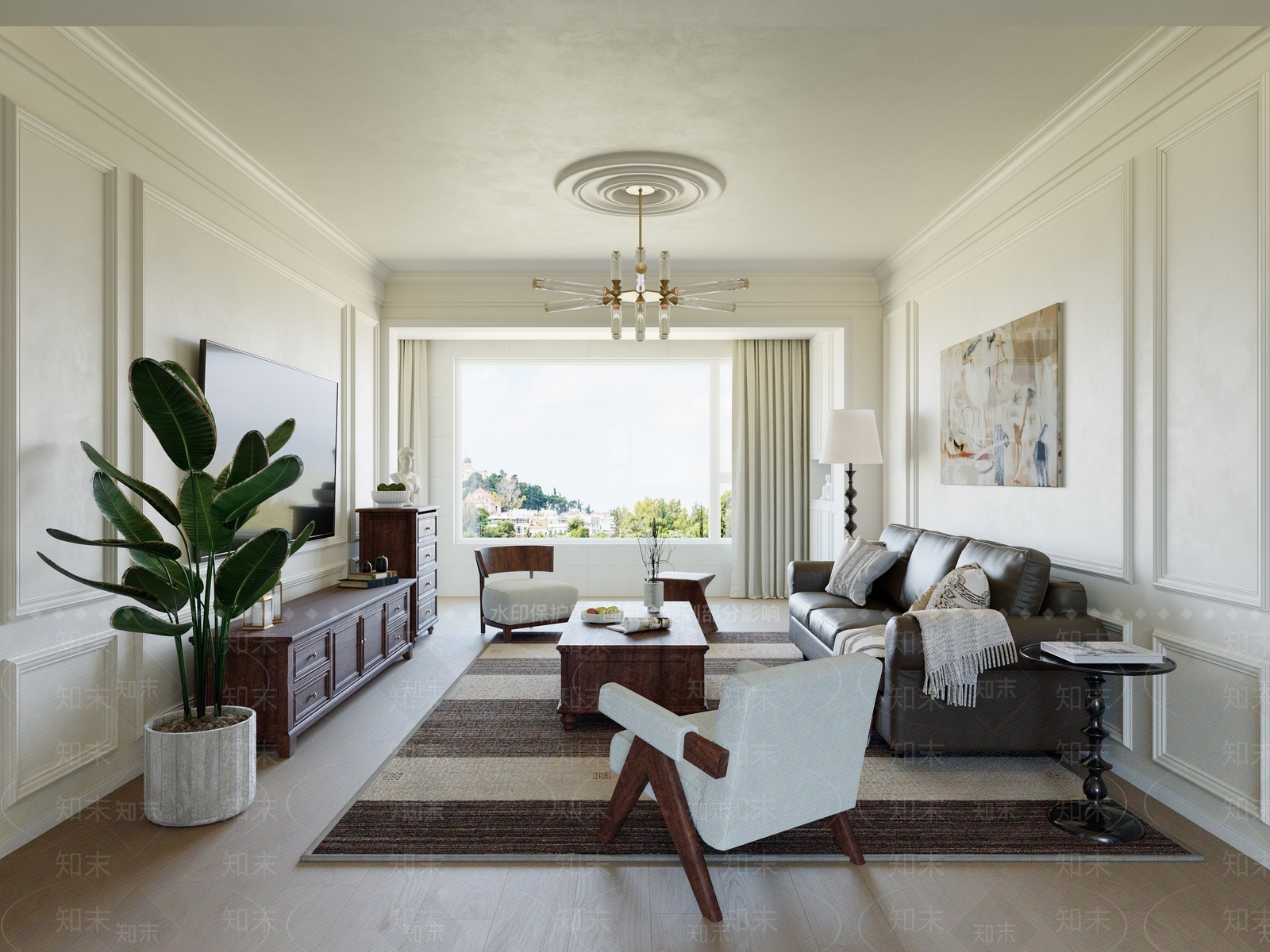 美式复古家居客厅3D模型下载【ID:1195094017】