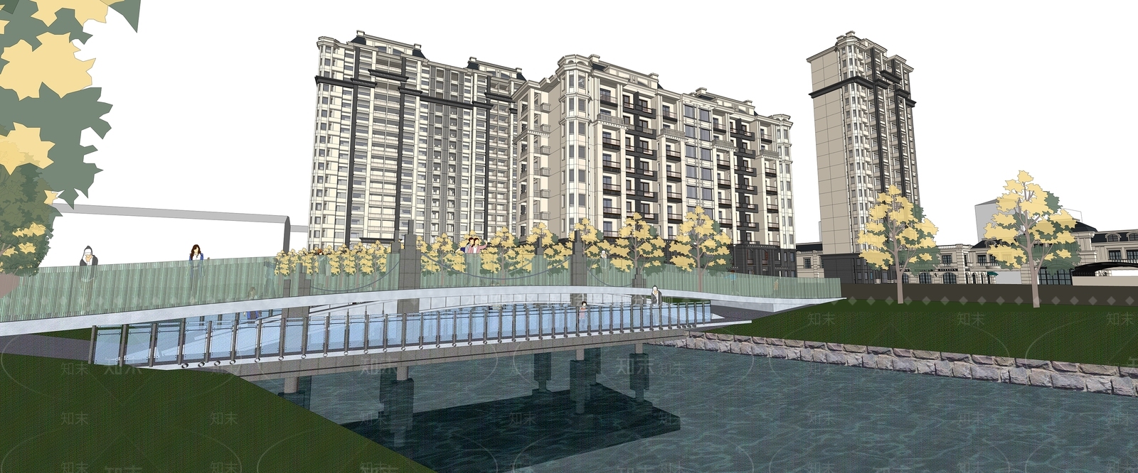 现代欧式高层住宅SU模型下载【ID:1195095724】