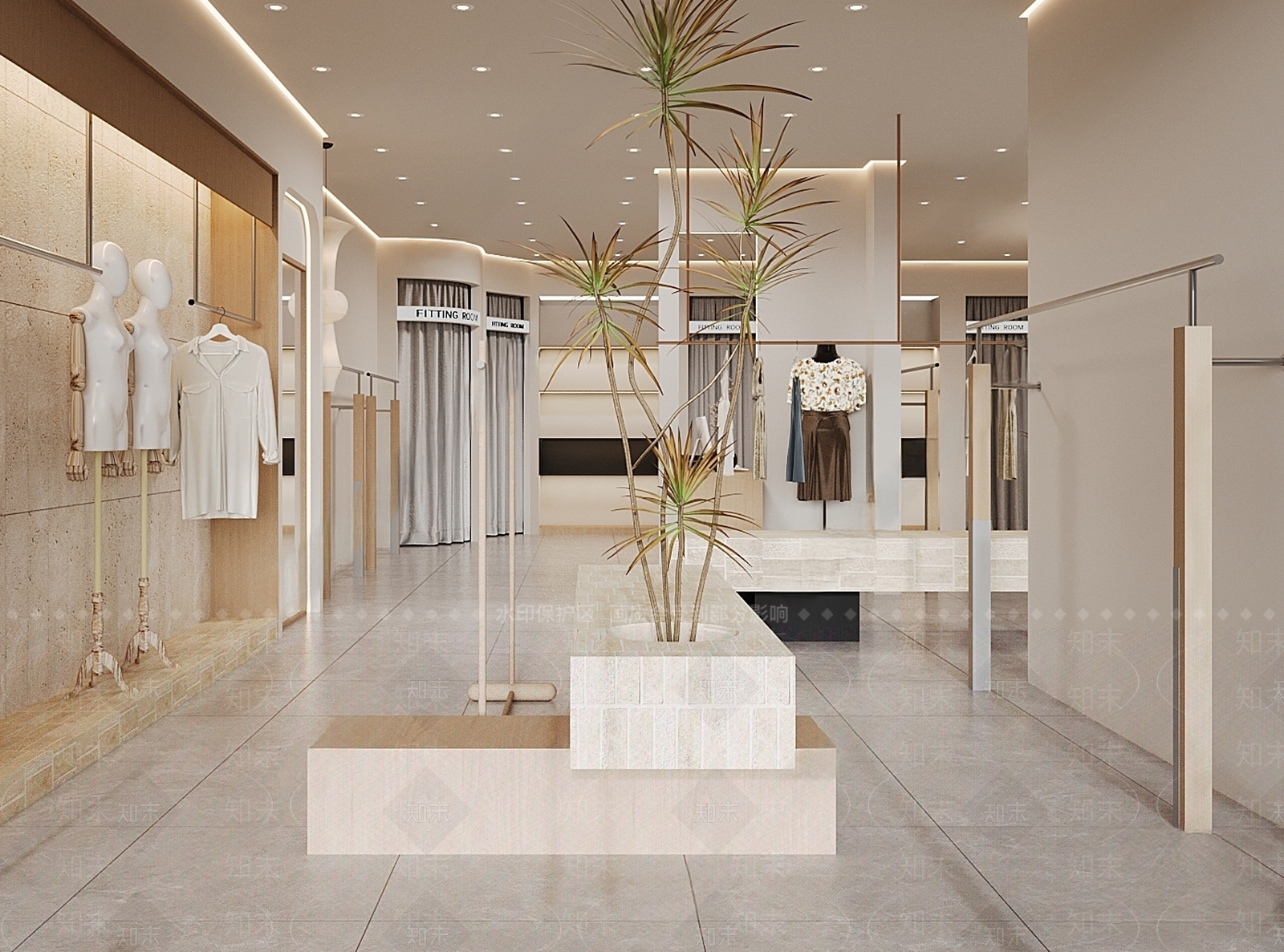 侘寂现代服装店SU模型下载【ID:1195097000】