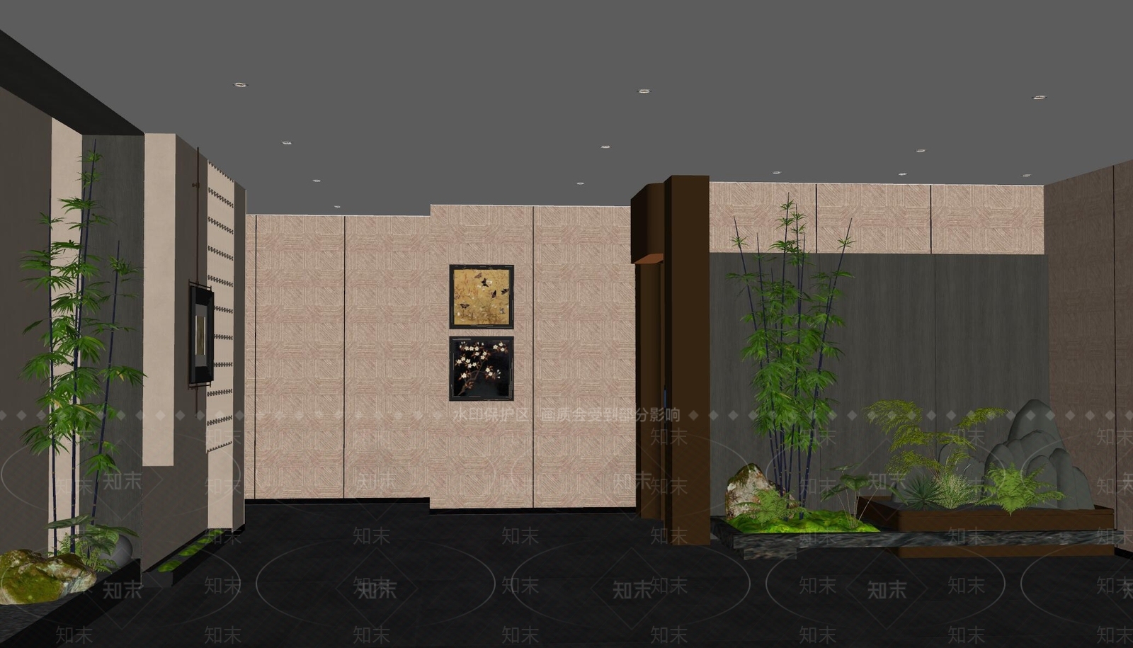 新中式现代电梯厅SU模型下载【ID:1195097458】