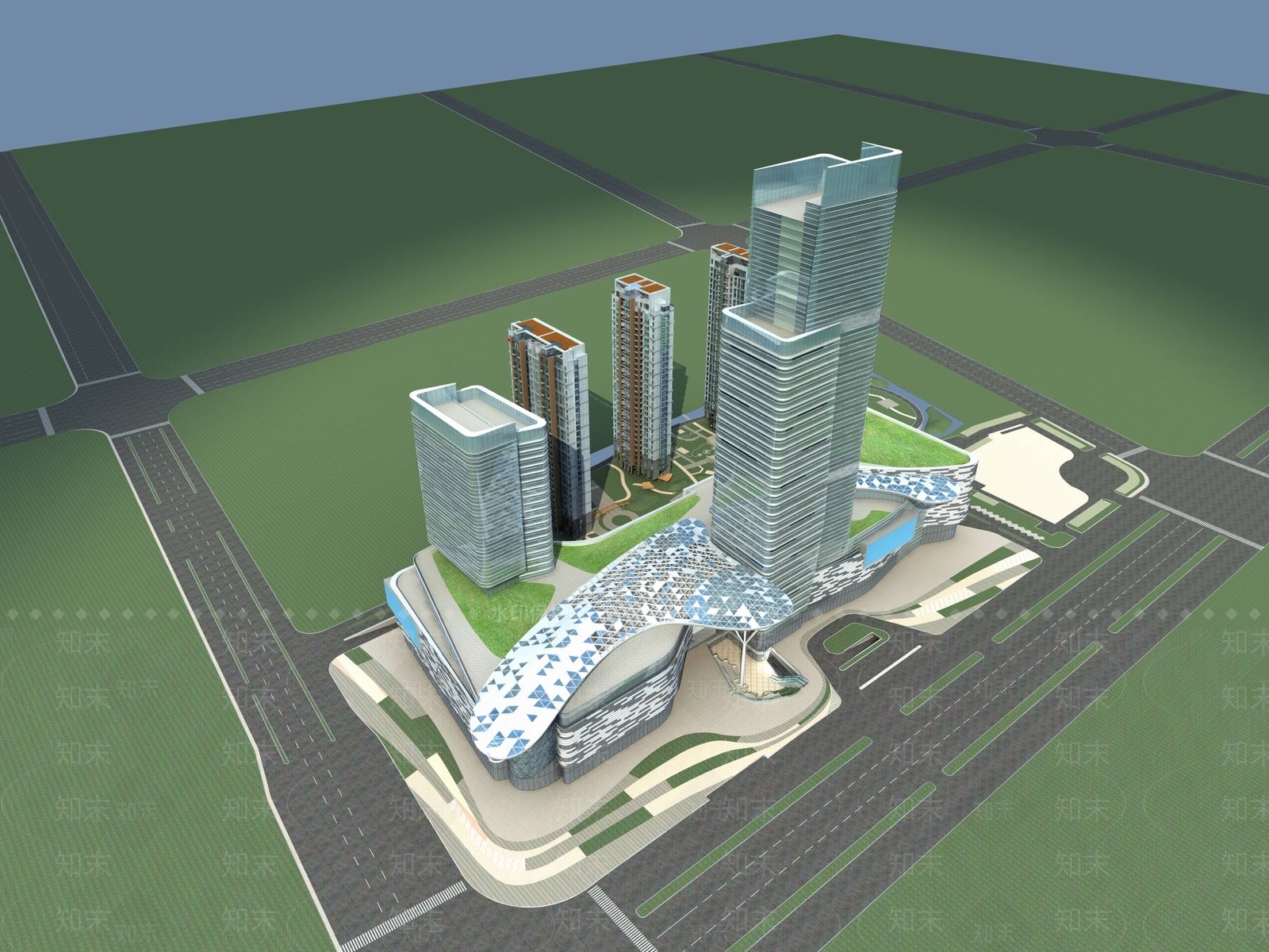 现代商场外观3D模型下载【ID:1195099302】