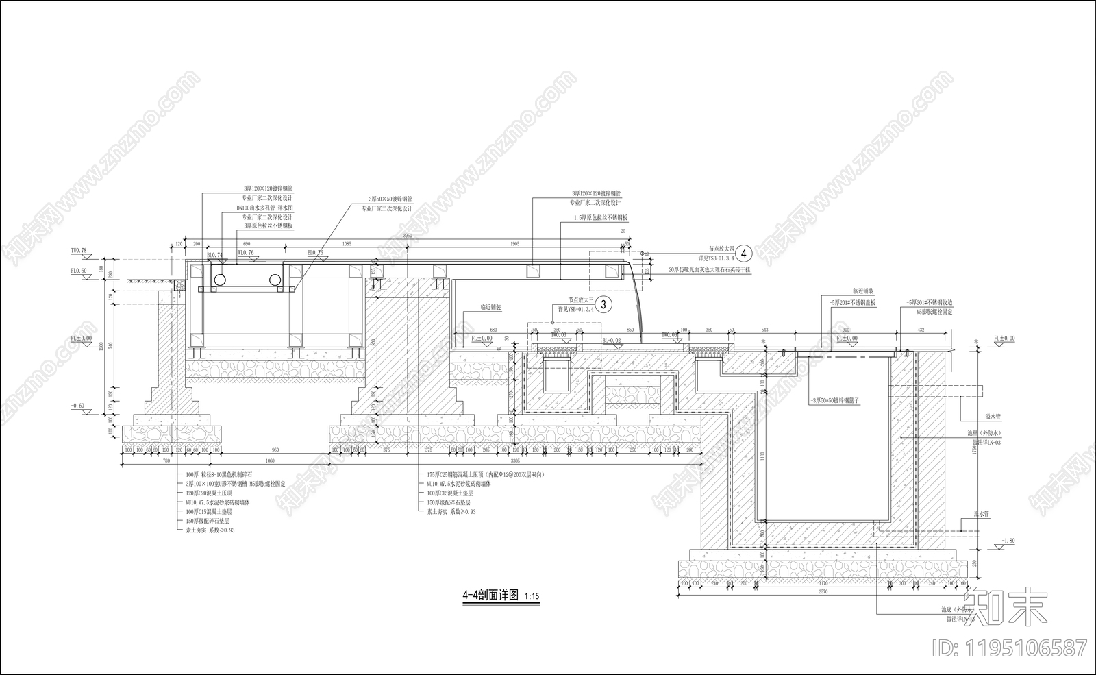 示范区景观cad施工图下载【ID:1195106587】