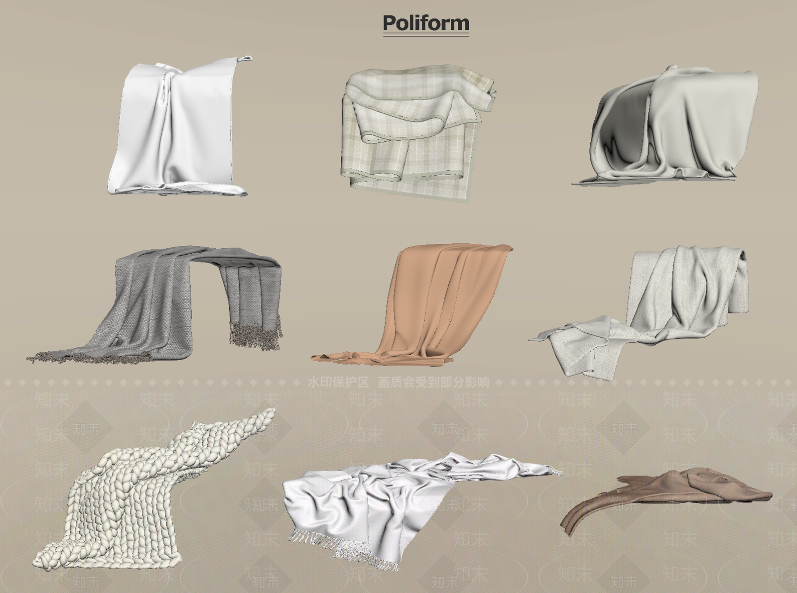 现代床品SU模型下载【ID:1195108978】