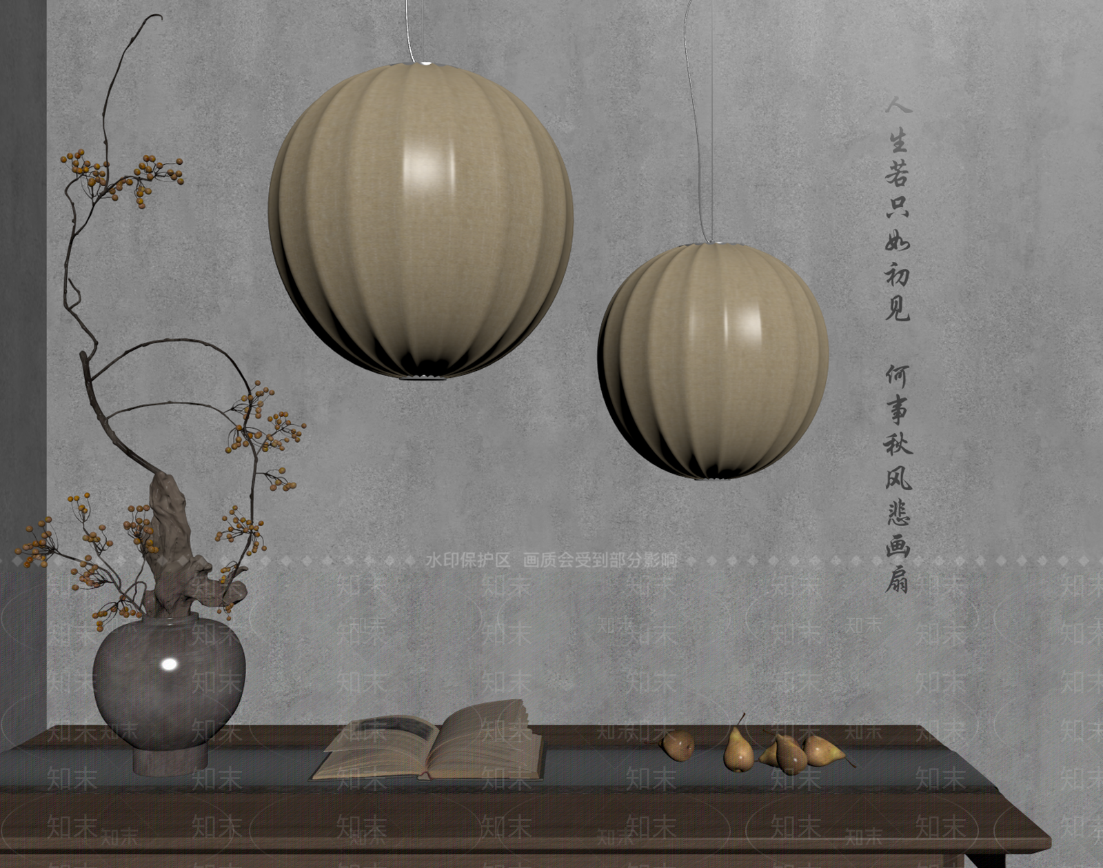 侘寂中古灯笼SU模型下载【ID:1195110899】