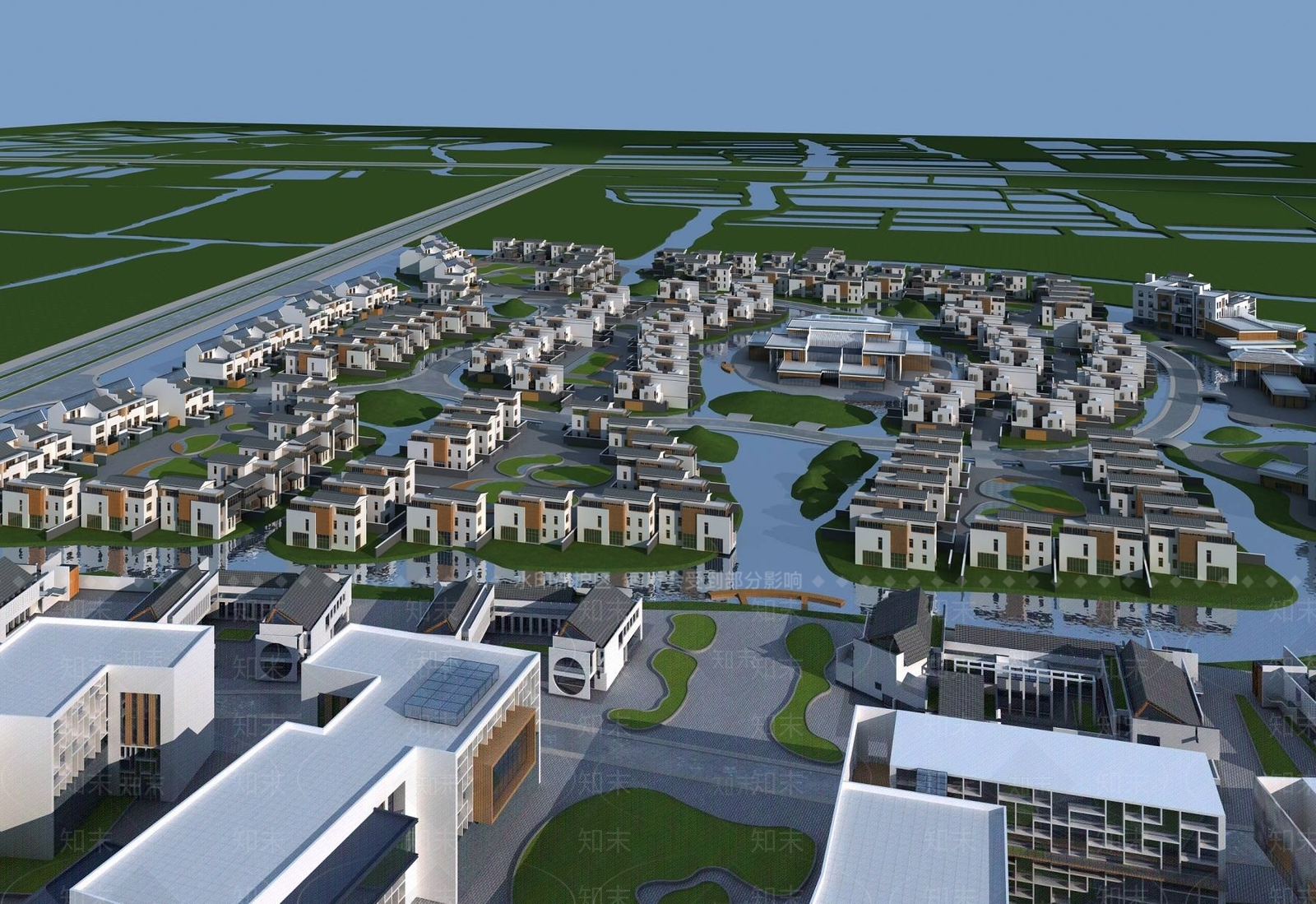 新中式别墅外观3D模型下载【ID:1195111016】