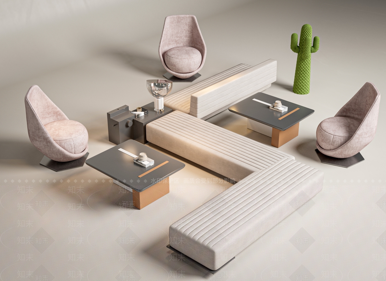 现代l型沙发3d模型