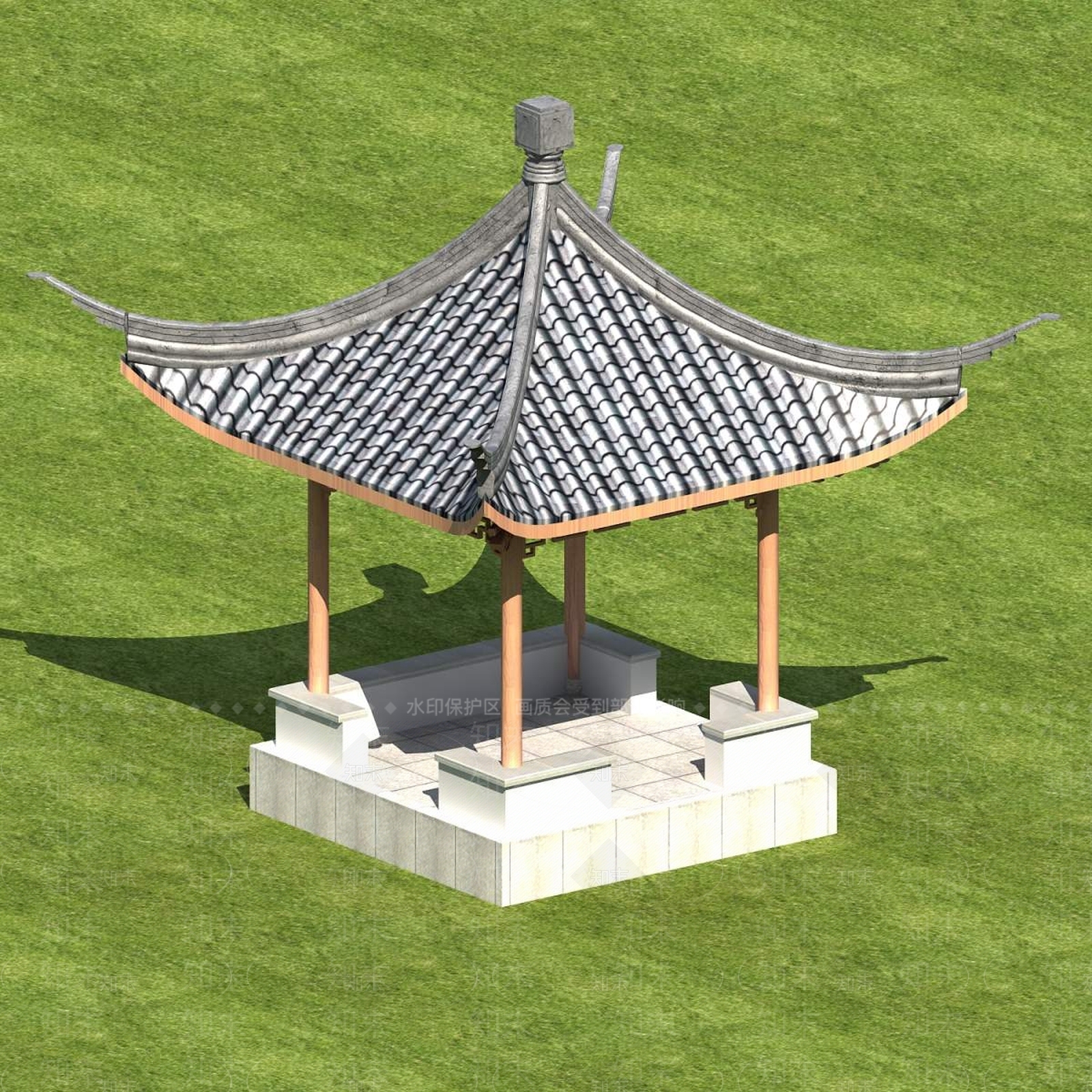 中式亭子3D模型下载【ID:1195112594】