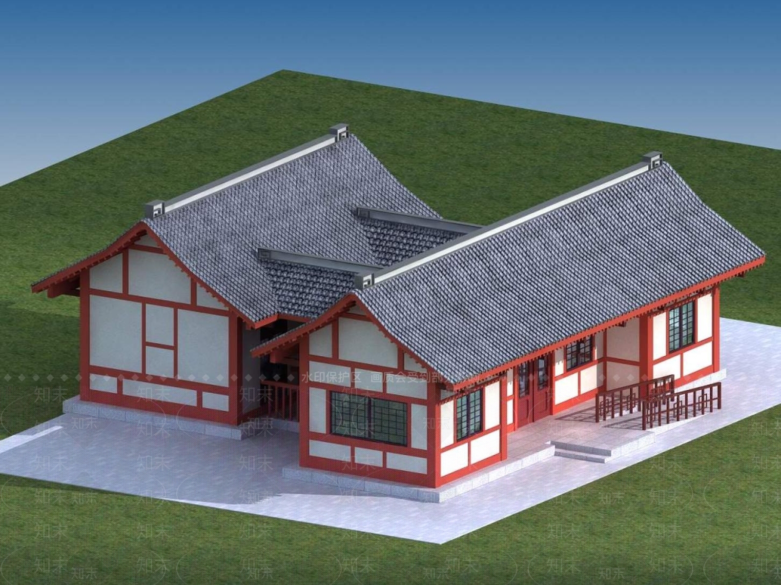 中式高层住宅3D模型下载【ID:1195113987】