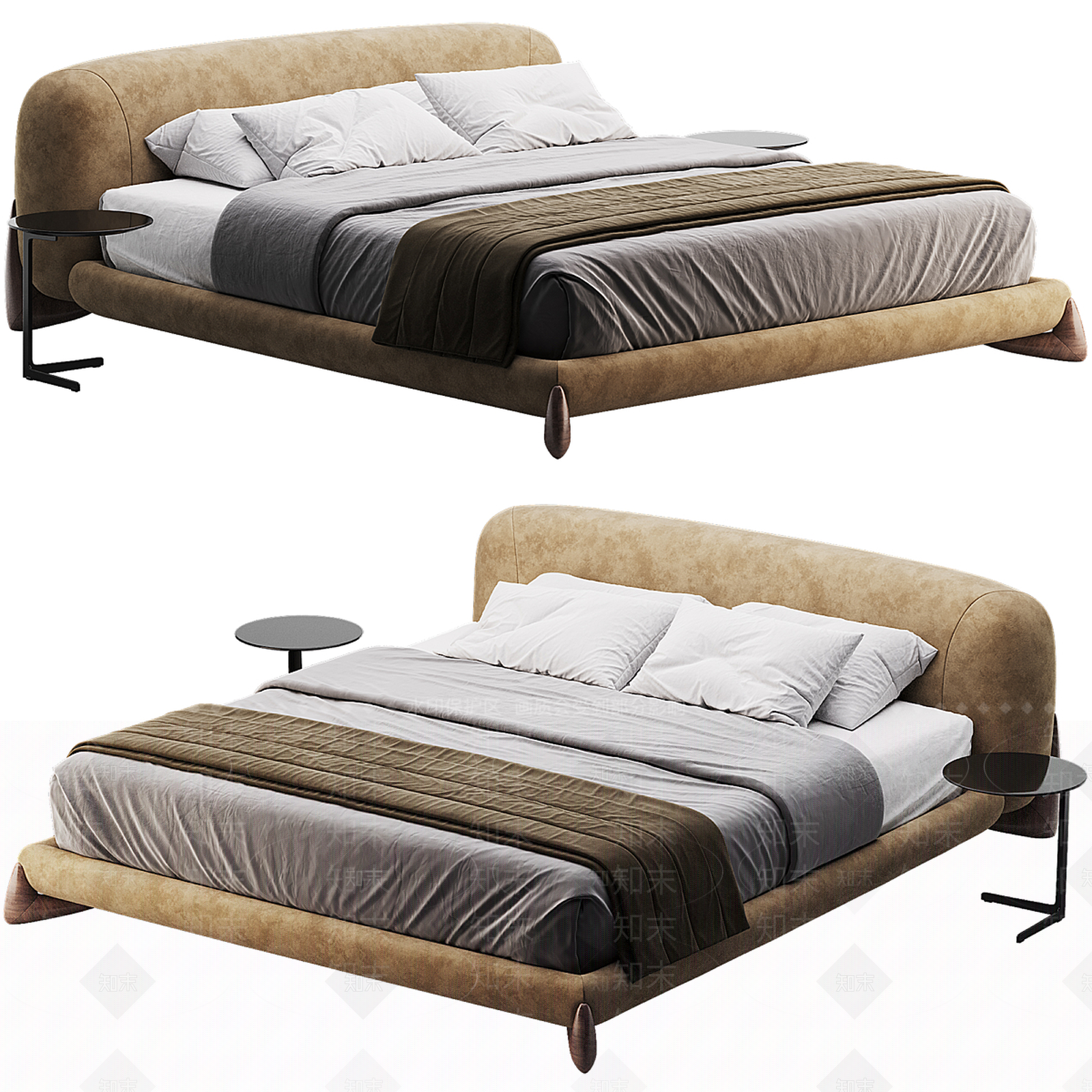 中古现代双人床SU模型下载【ID:1195115163】