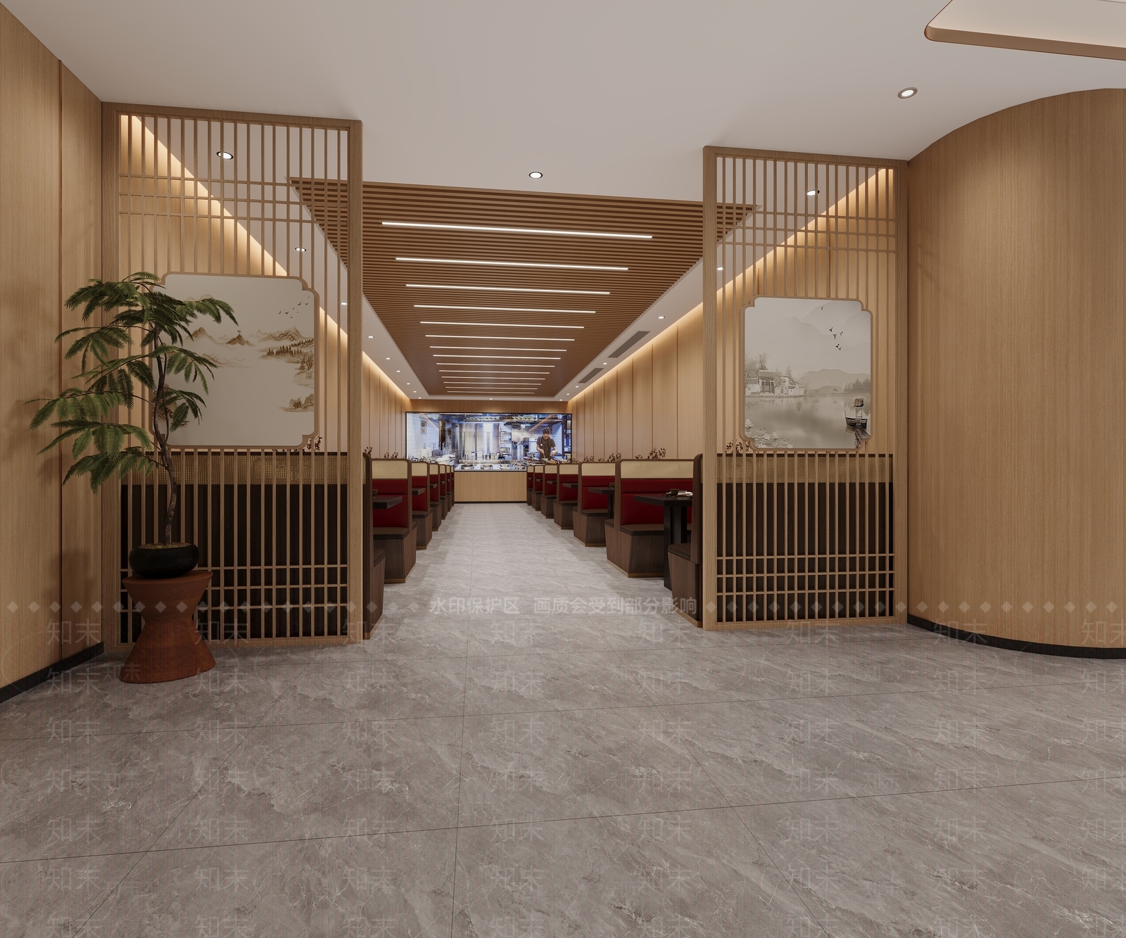 现代新中式其他餐饮空间3D模型下载【ID:1195115308】