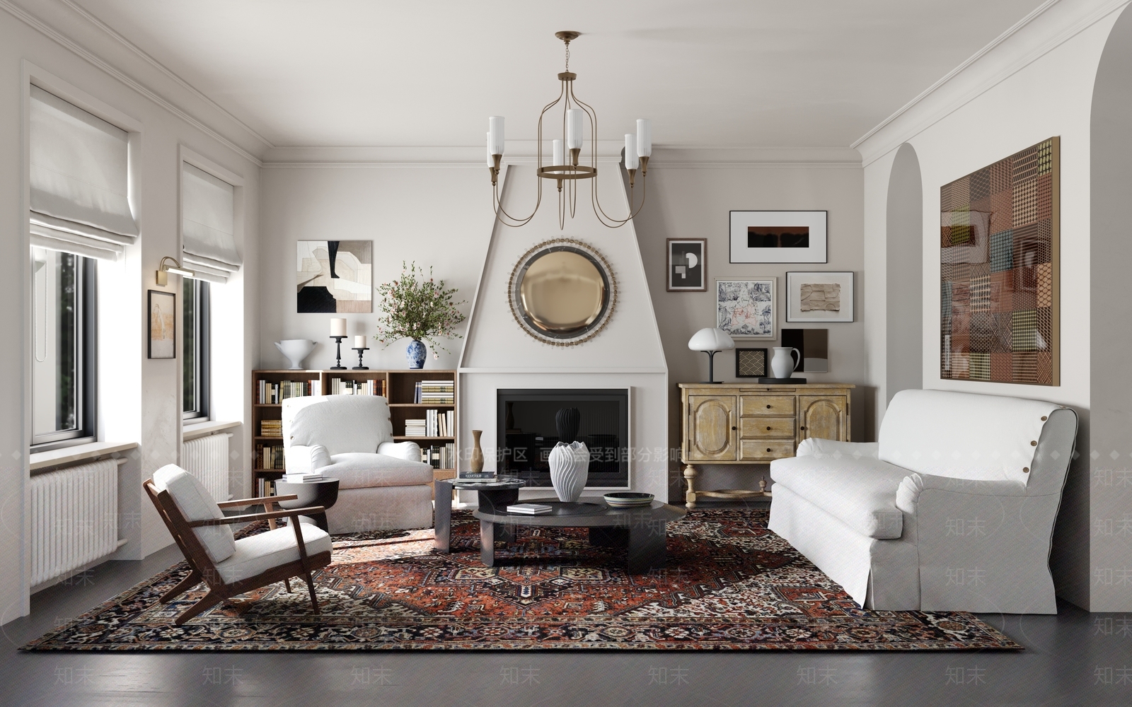 美式法式家居客厅3D模型下载【ID:1195118516】