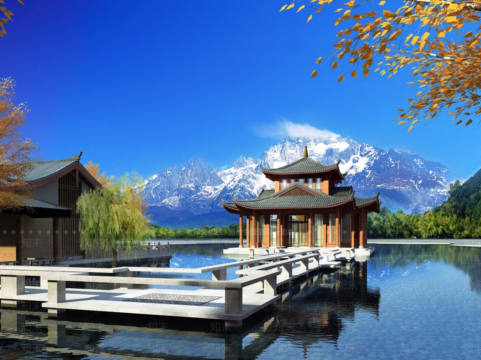 中式古建3D模型下载【ID:1195118646】