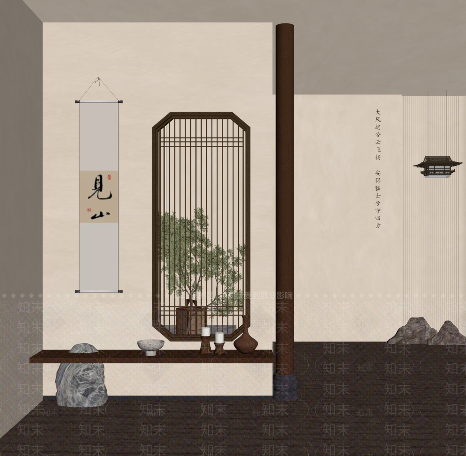 新中式玄关SU模型下载【ID:1195120909】