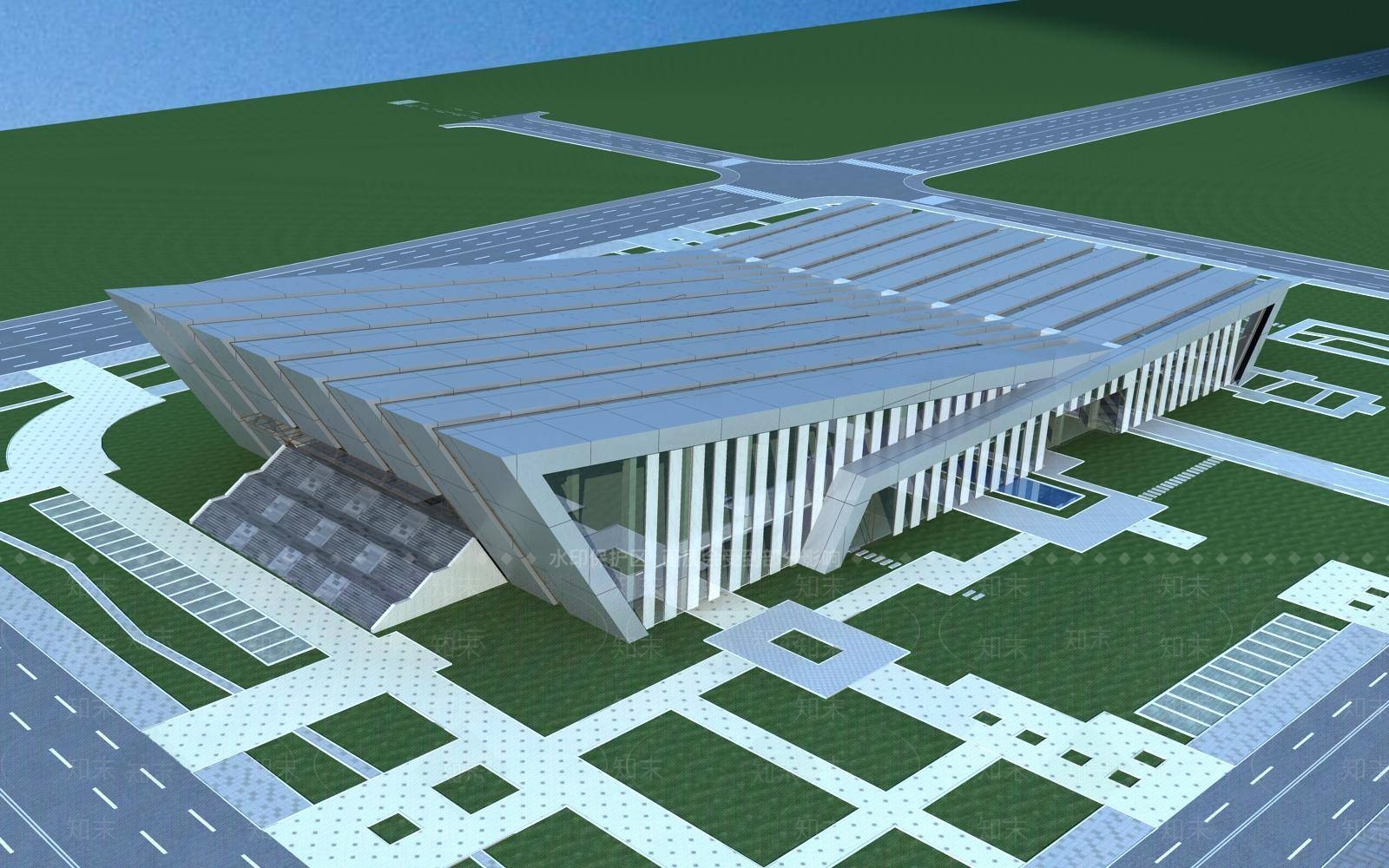 现代体育馆外观3D模型下载【ID:1195123441】