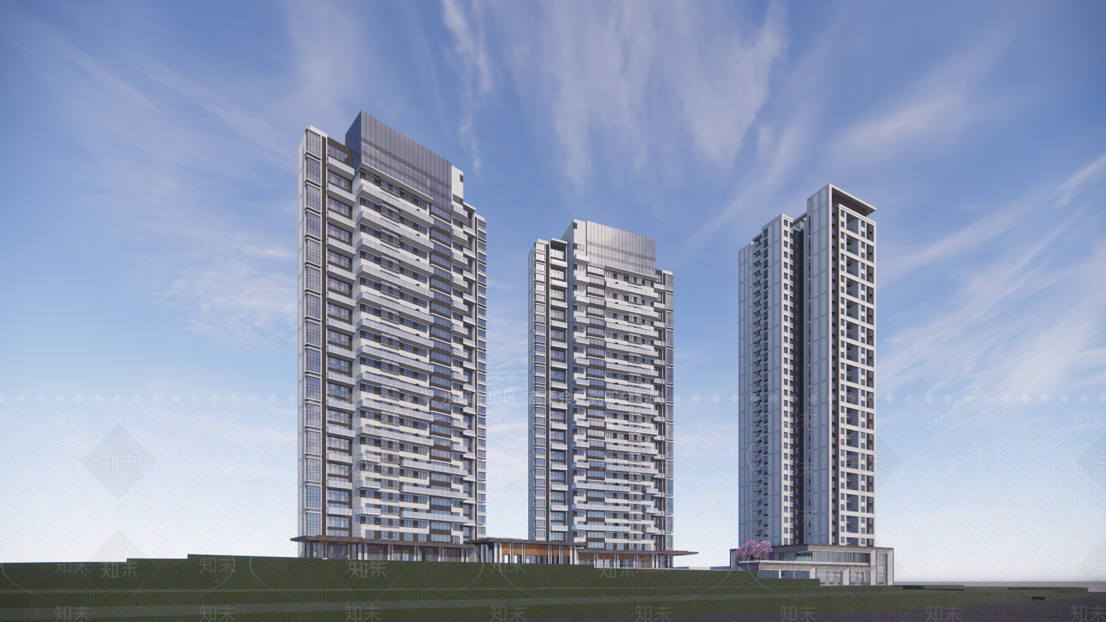 现代小区建筑SU模型下载【ID:1195123710】