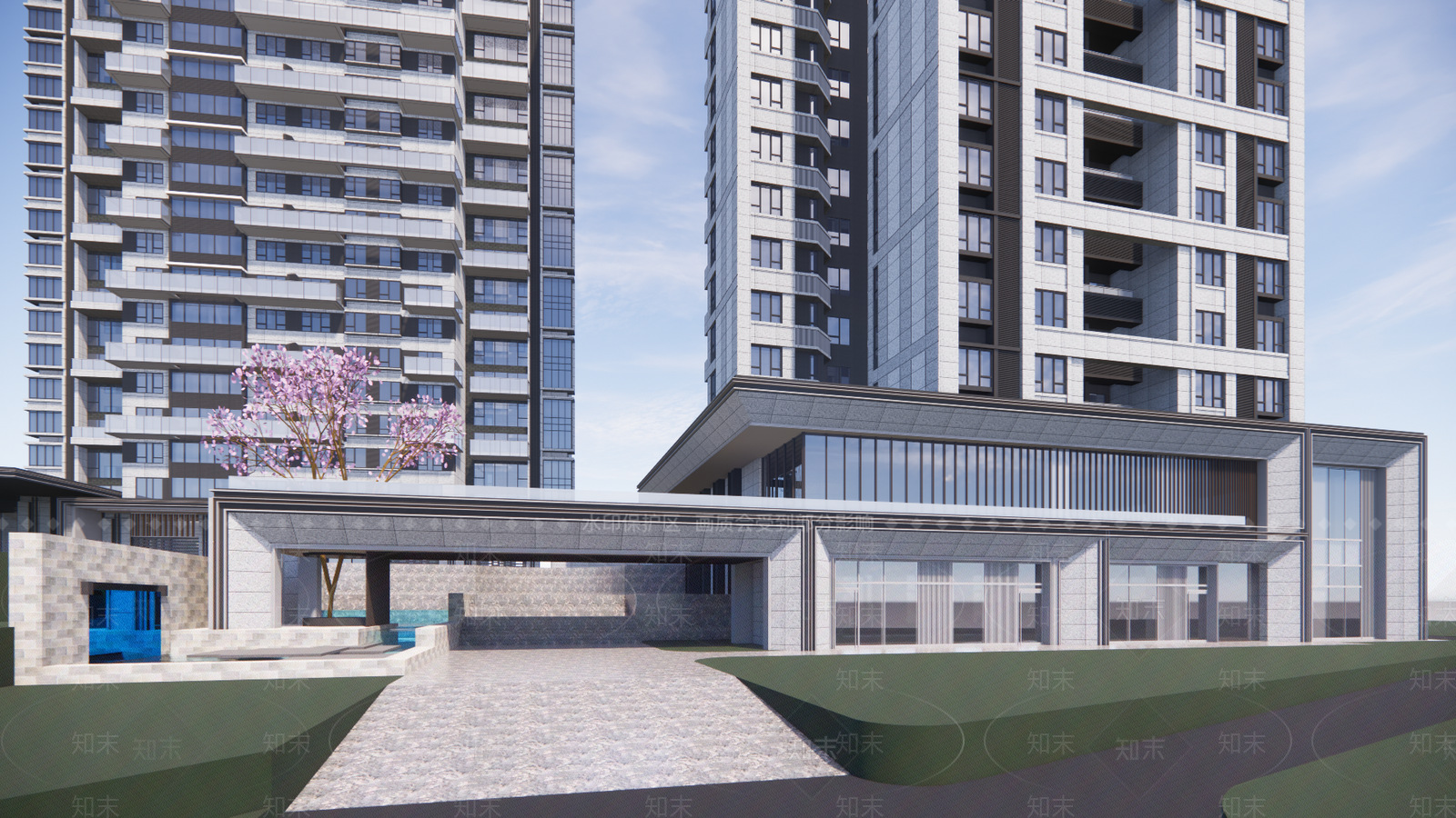 现代小区建筑SU模型下载【ID:1195123710】