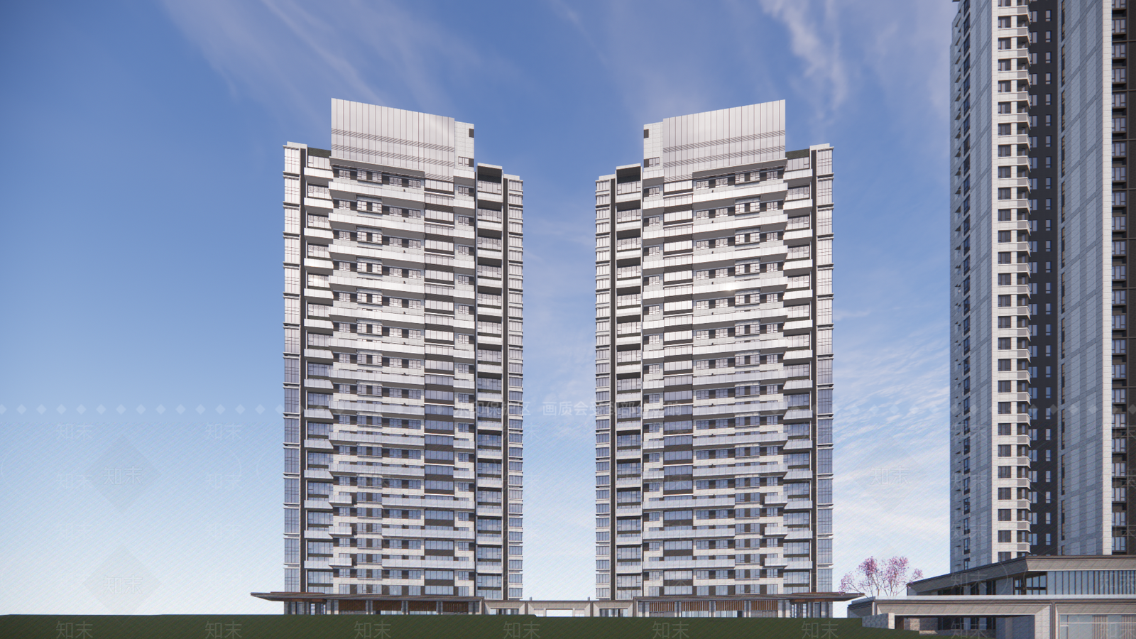 现代小区建筑SU模型下载【ID:1195123710】