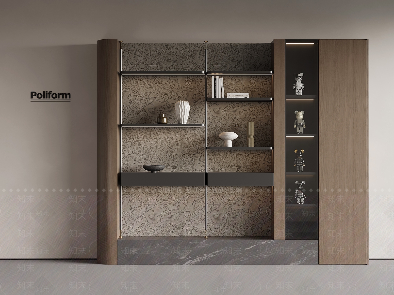 现代意式书柜SU模型下载【ID:1195123833】