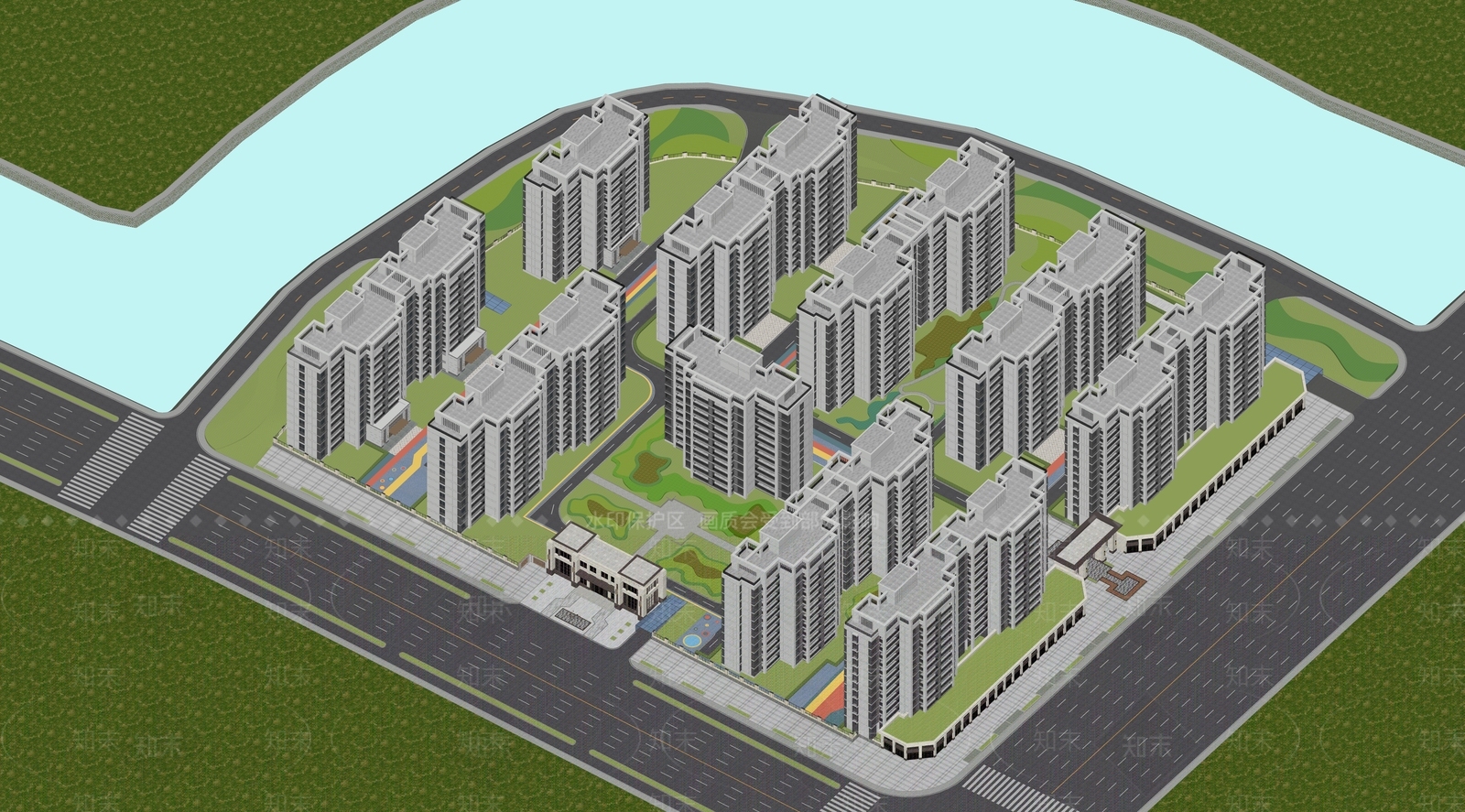 现代小区建筑SU模型下载【ID:1195124001】