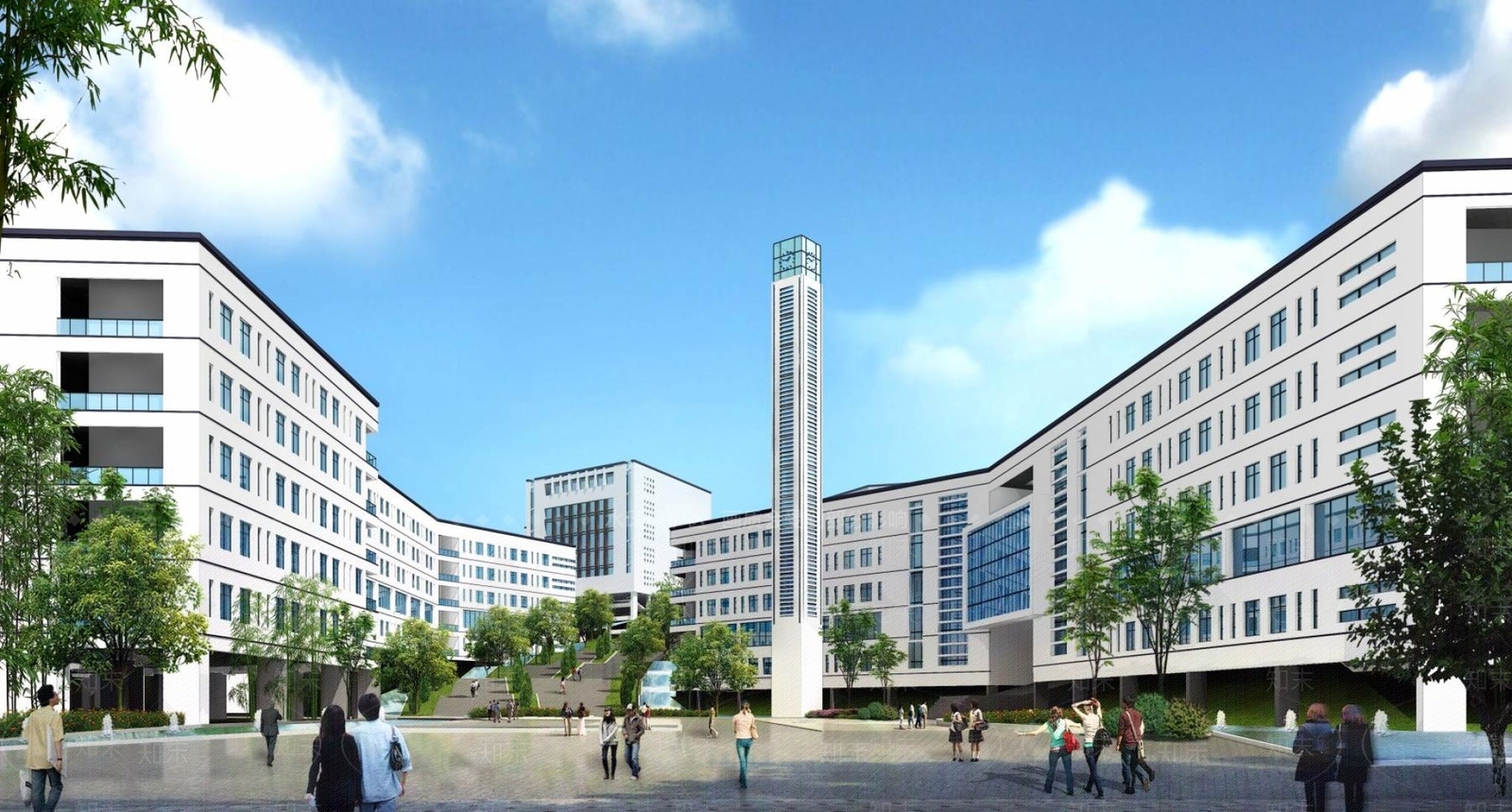现代学校外观3D模型下载【ID:1195123923】