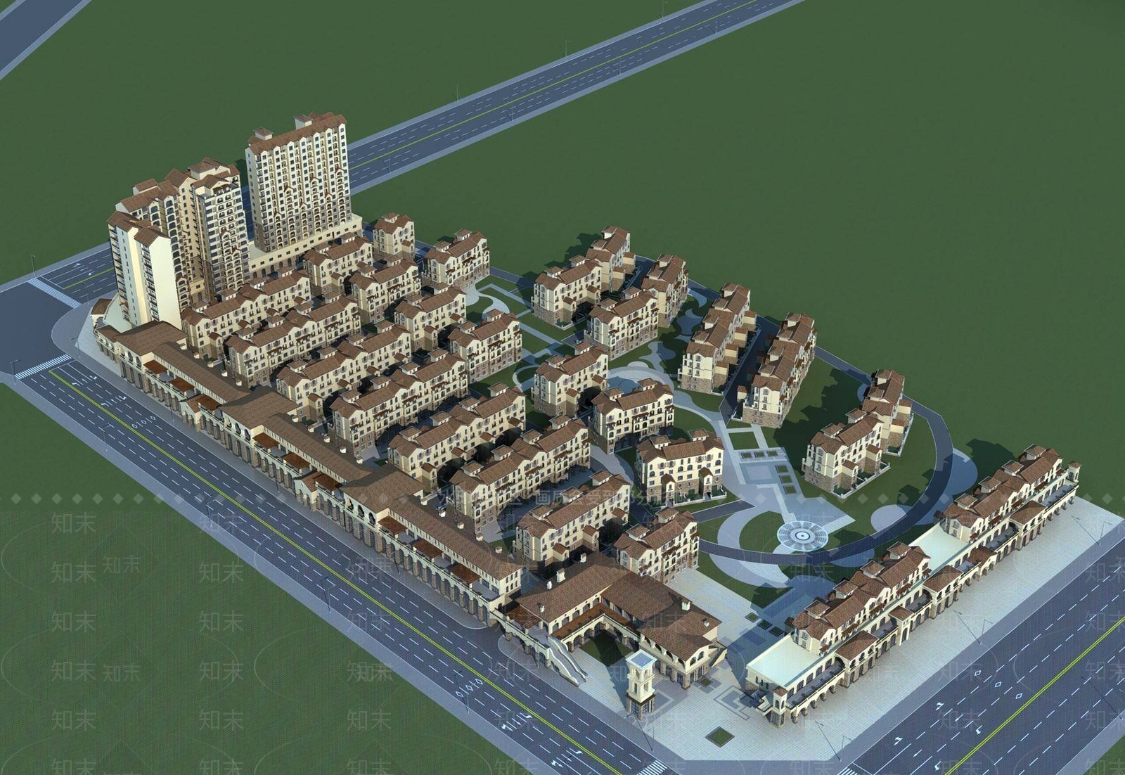 欧式高层住宅3D模型下载【ID:1195124352】
