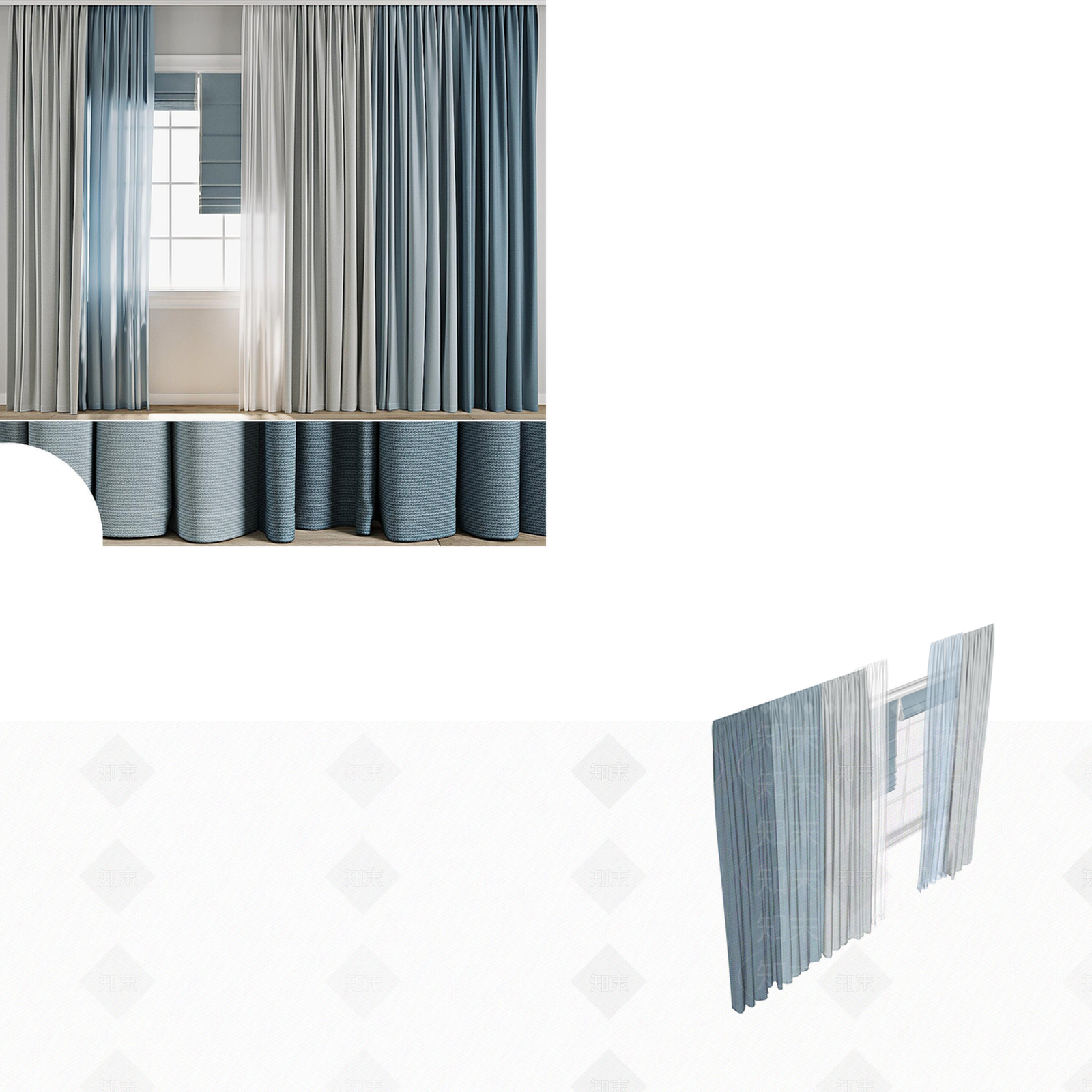 欧式美式窗帘SU模型下载【ID:1195124420】