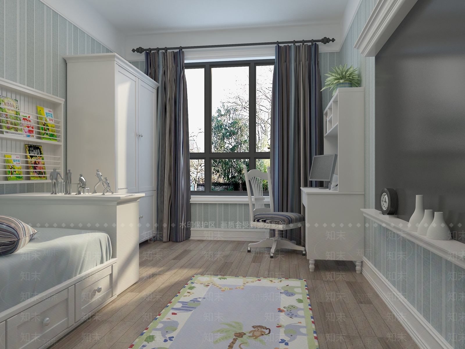 现代北欧书房3D模型下载【ID:1195124959】