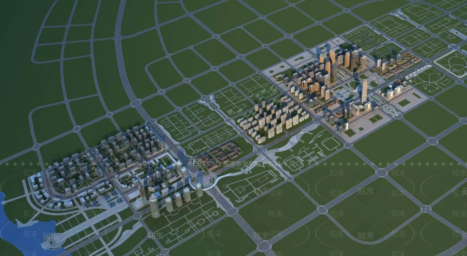现代鸟瞰规划3D模型下载【ID:1195125435】