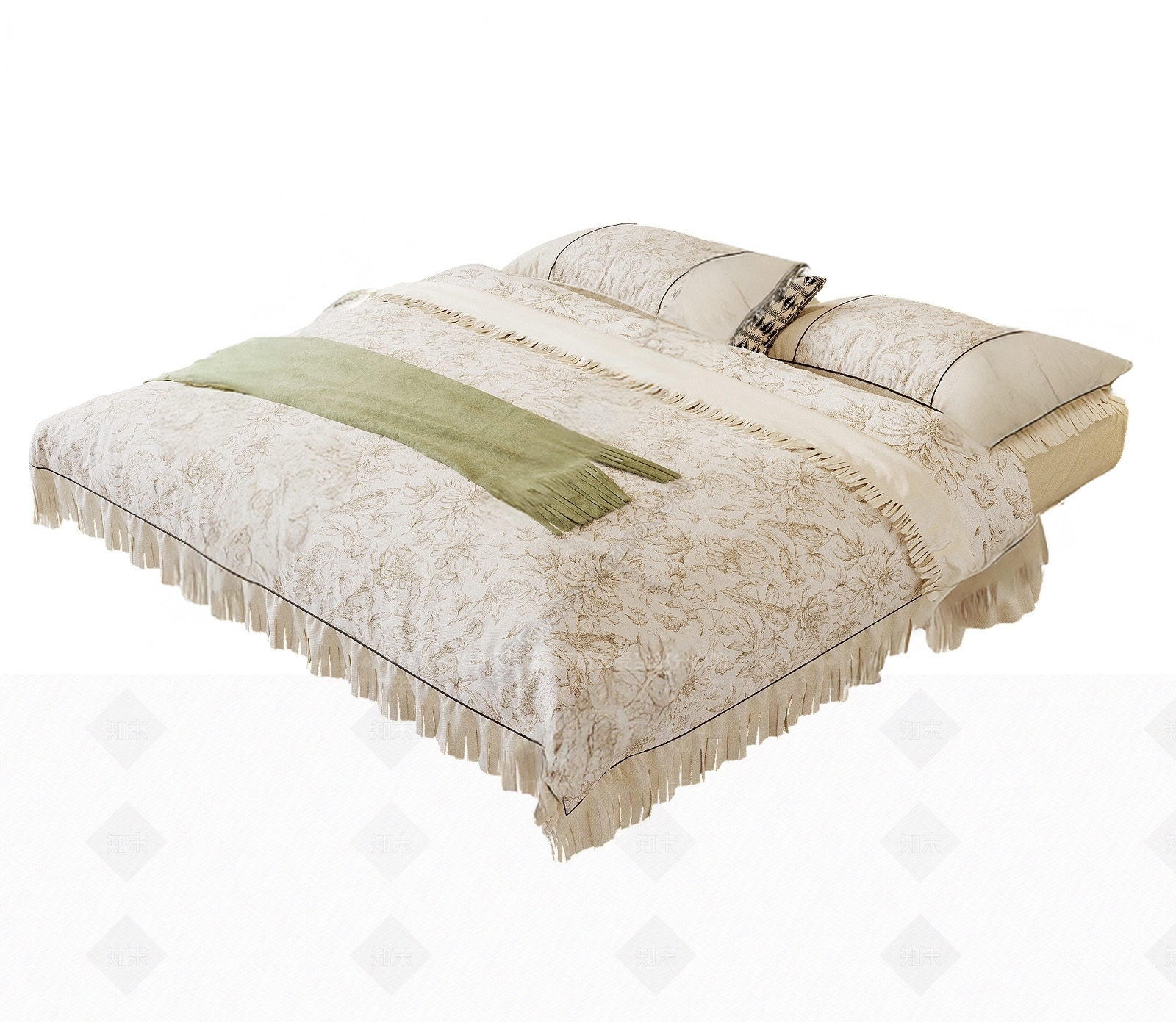 法式复古床品SU模型下载【ID:1195125510】