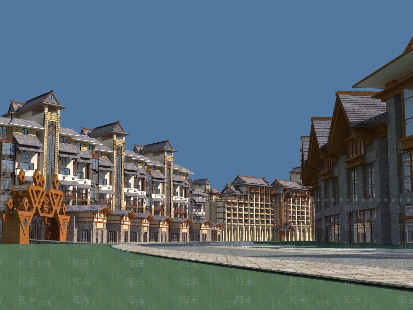 中式其他住宅外观3D模型下载【ID:1195125880】