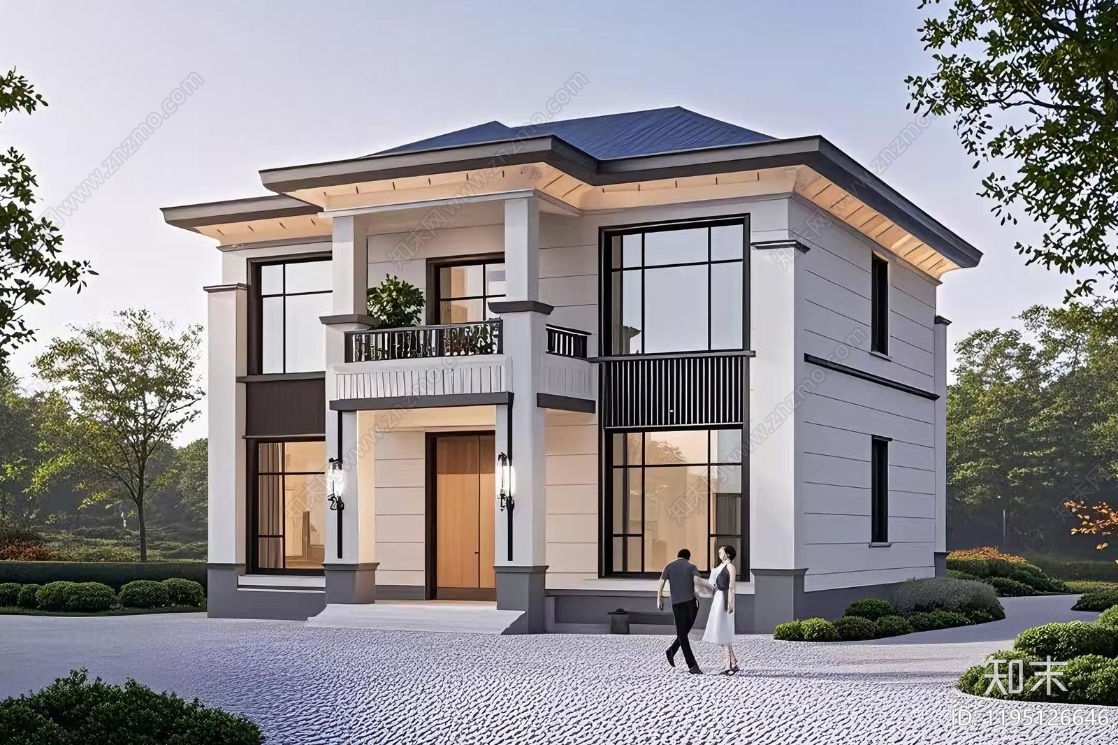 新中式中式别墅建筑施工图下载【ID:1195126646】