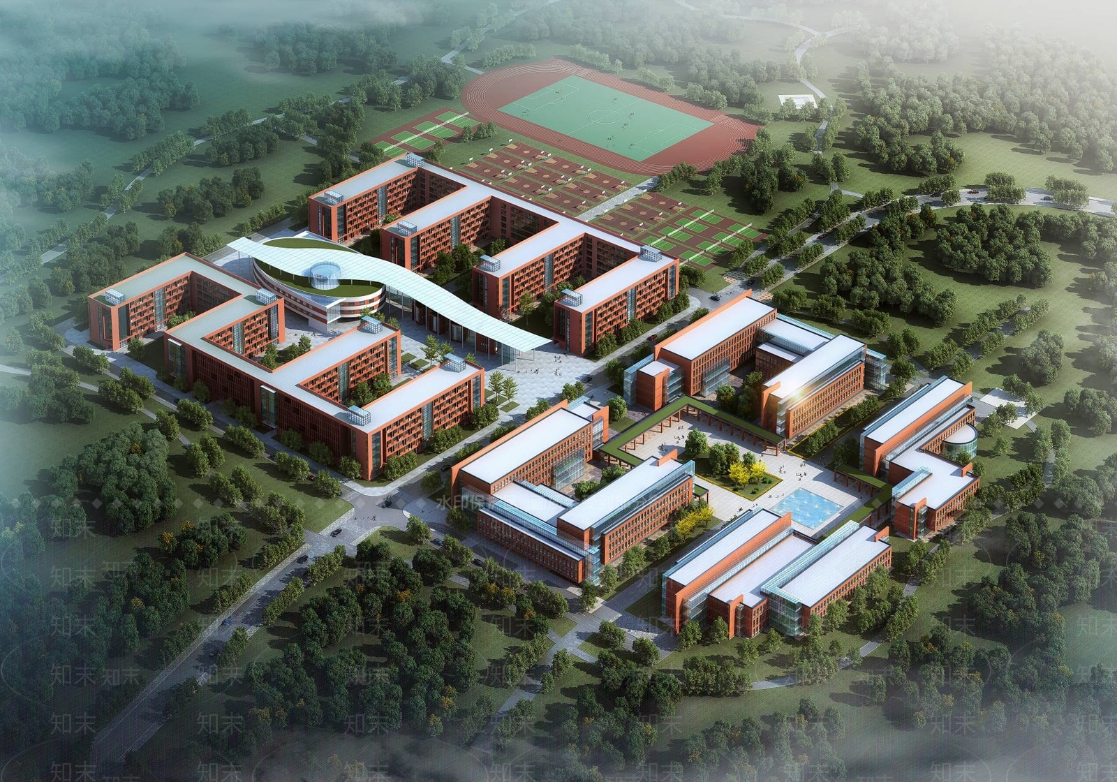 现代学校外观3D模型下载【ID:1195127794】